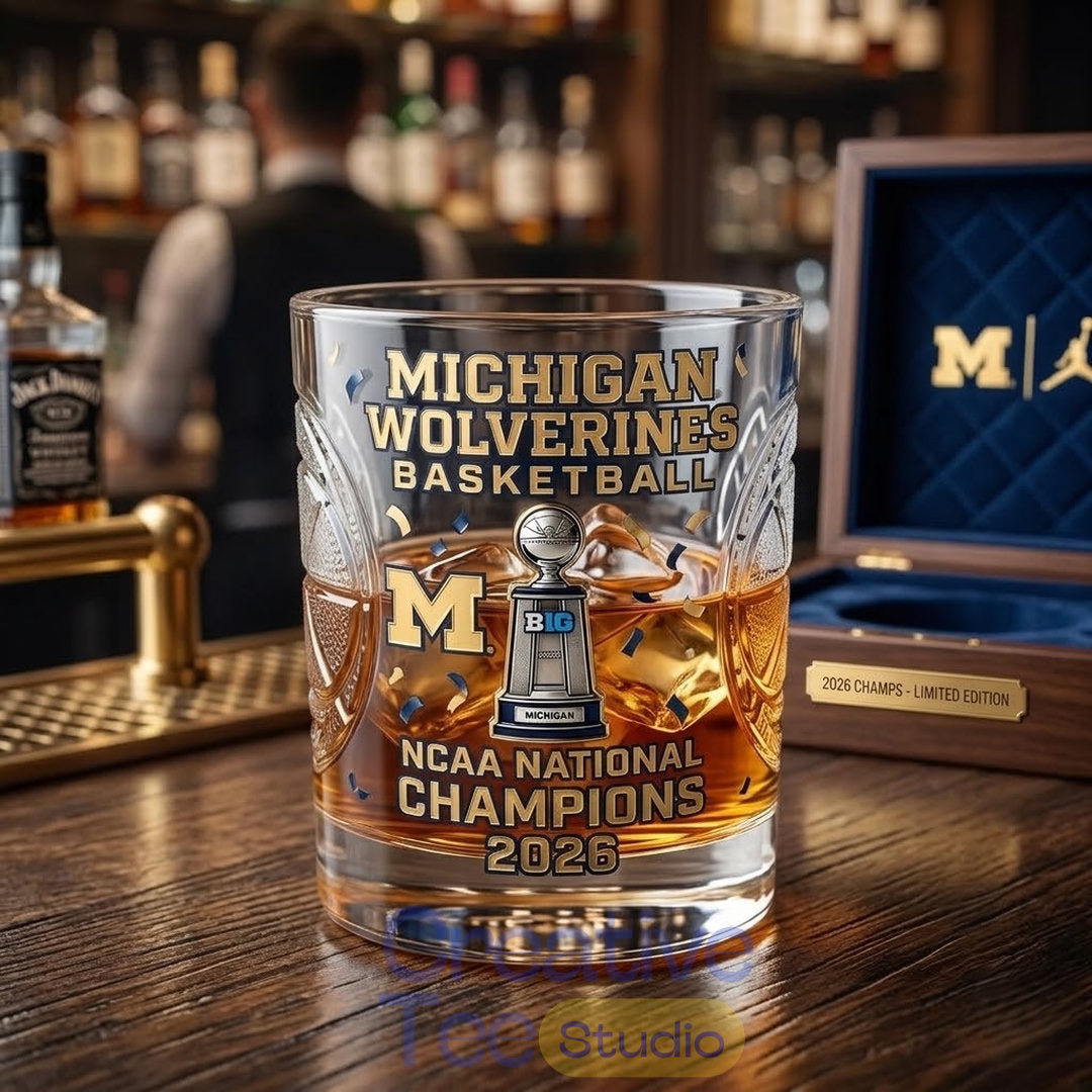 Michigan Wolverines 2026 NCAA Basketball Champions Whiskey Glass