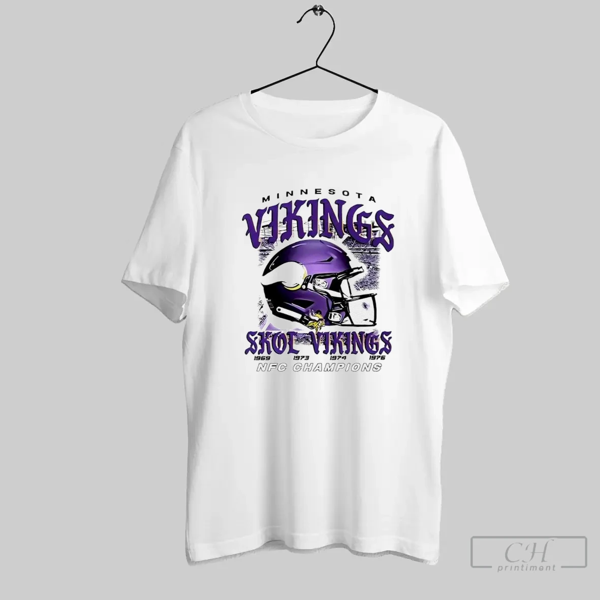 Minesota Viking Football Skol Four Time Nfc Champions Helmet T Shirt