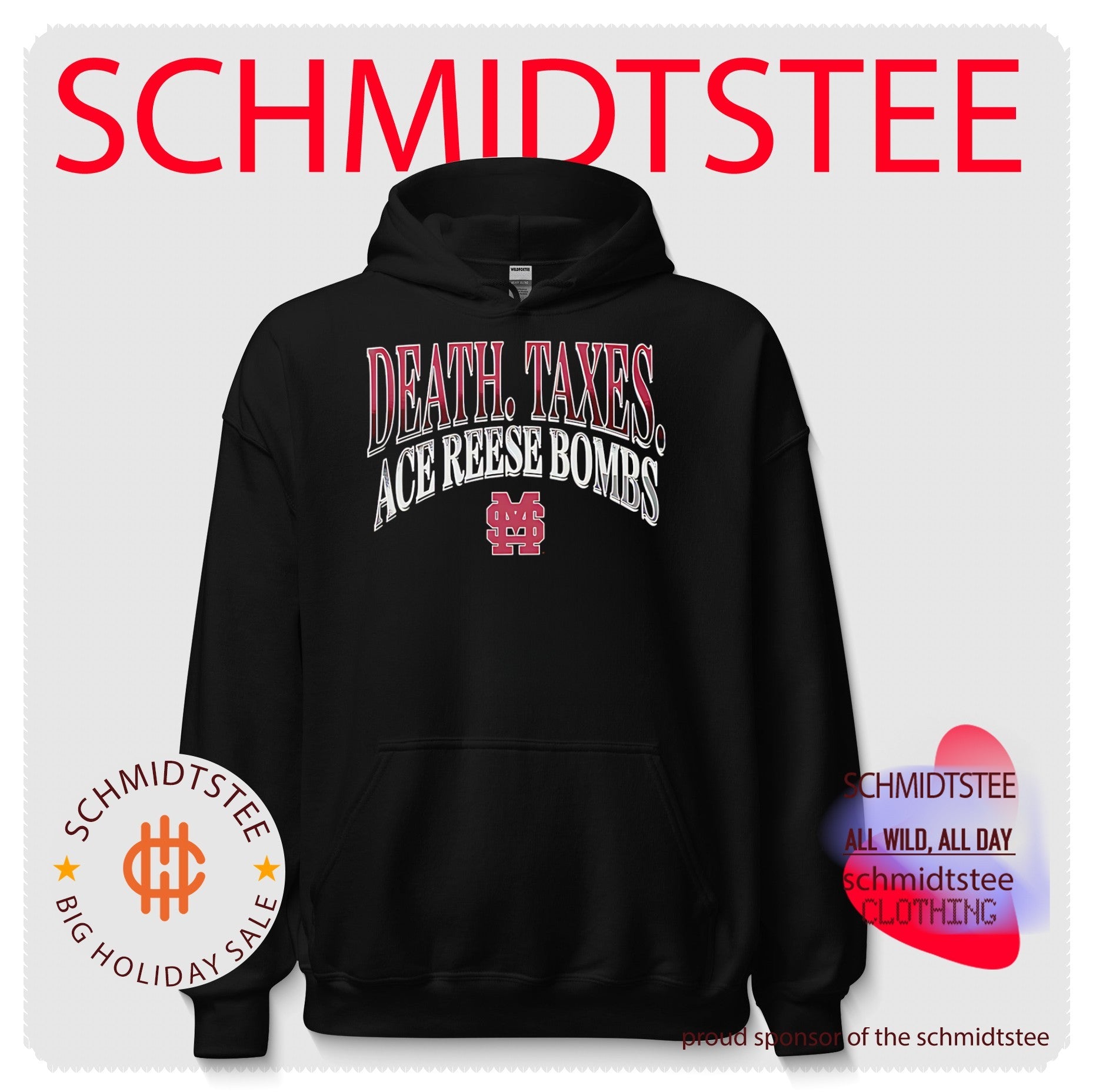 Mississippi State Bulldogs death taxes ace reese bombs logo shirt
