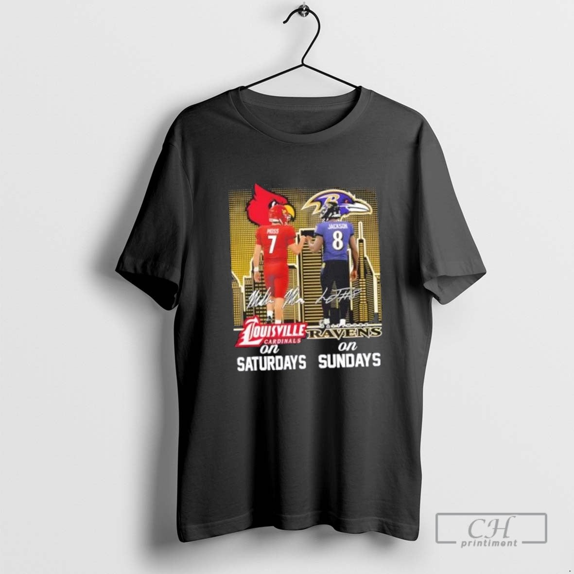 Moss Louisville Cardinals On Saturdays X Jackson Baltimore Ravens On Sundays Skyline