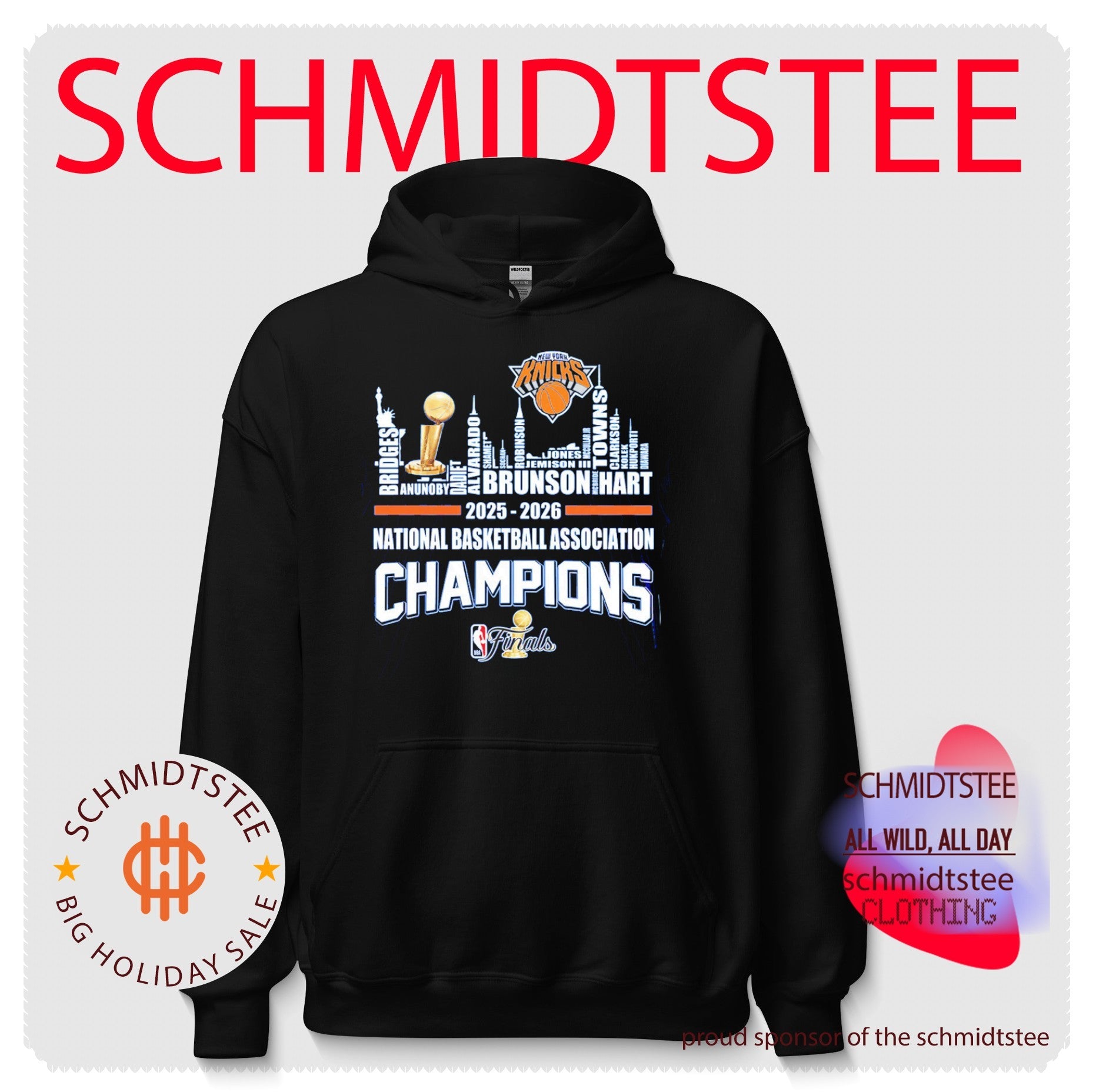 2026 NBA Finals Champions New York Knicks player name skyline T-shirt