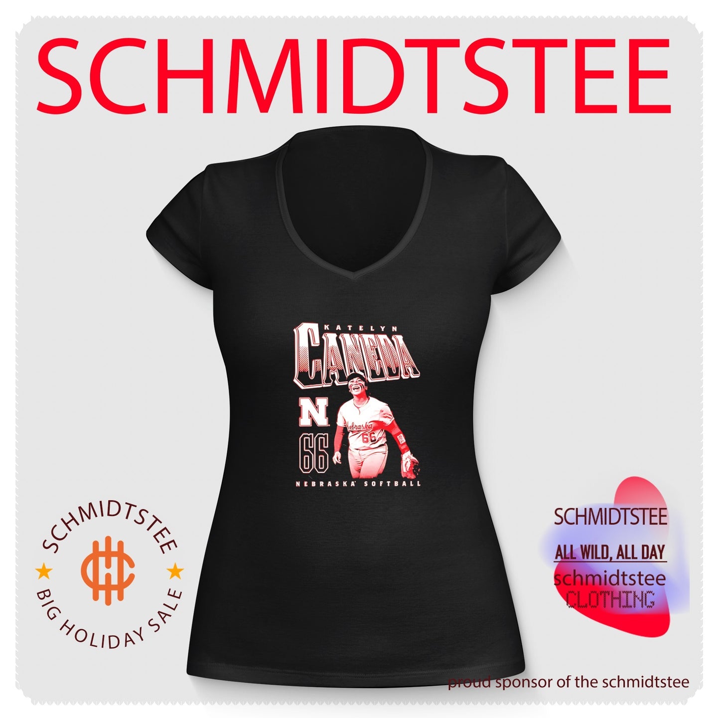 Nebraska Softball Katelyn Caneda number 66 portrait shirt