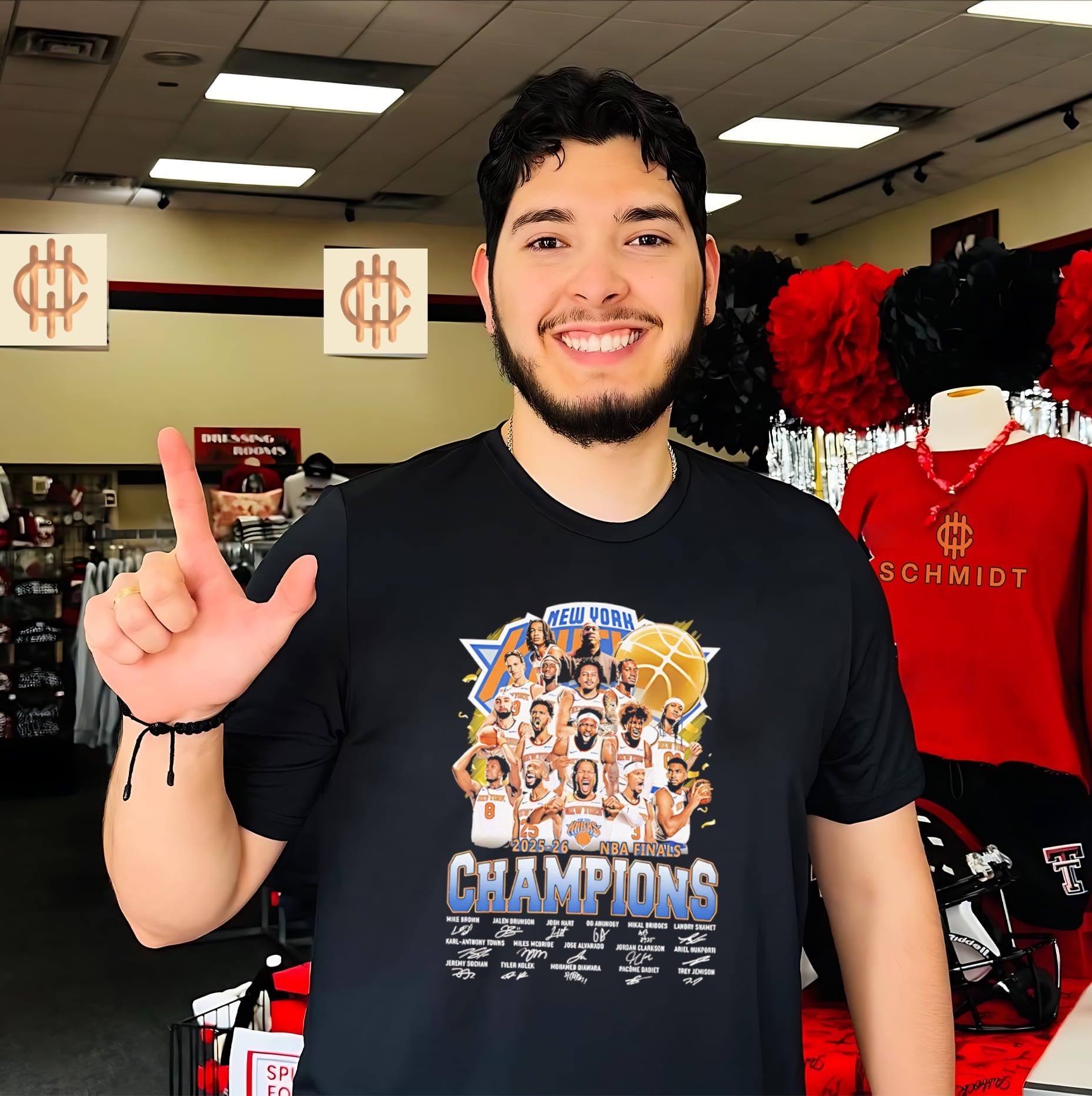 New York Knicks 2025-2026 NBA Finals Champions signature graphic shirt