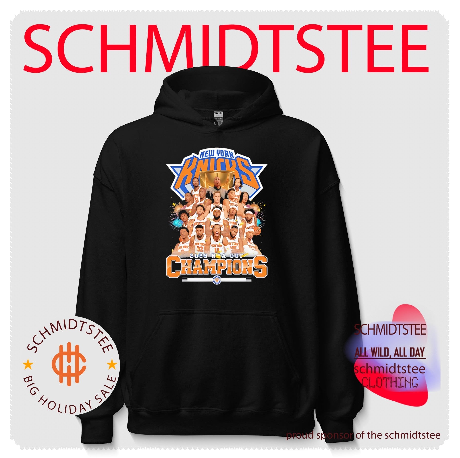 New York Knicks 2025 NBA Cup Champions team collage graphic shirt