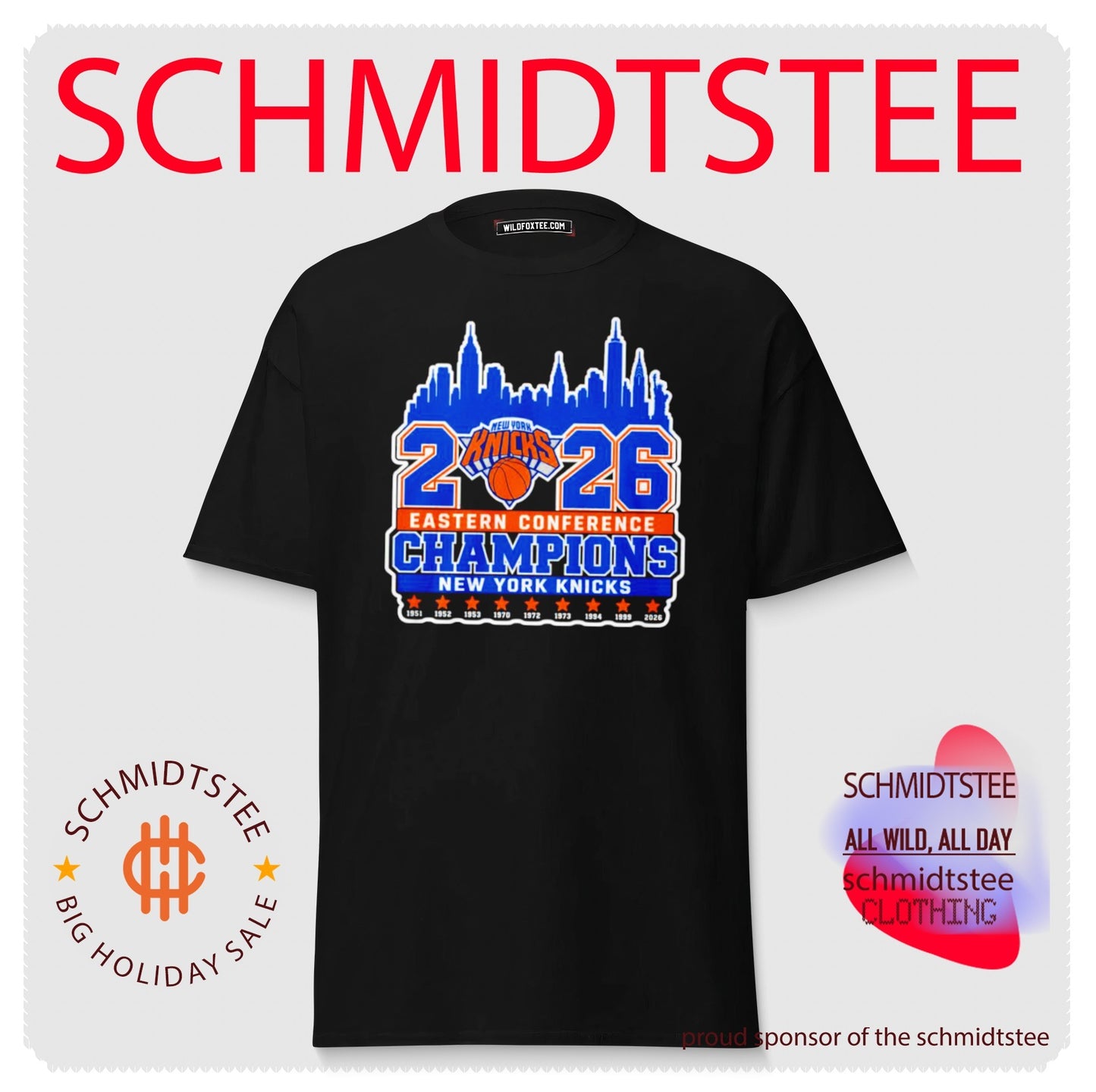 New York Knicks 2026 Eastern Conference Champions 9x Time skyline shirt