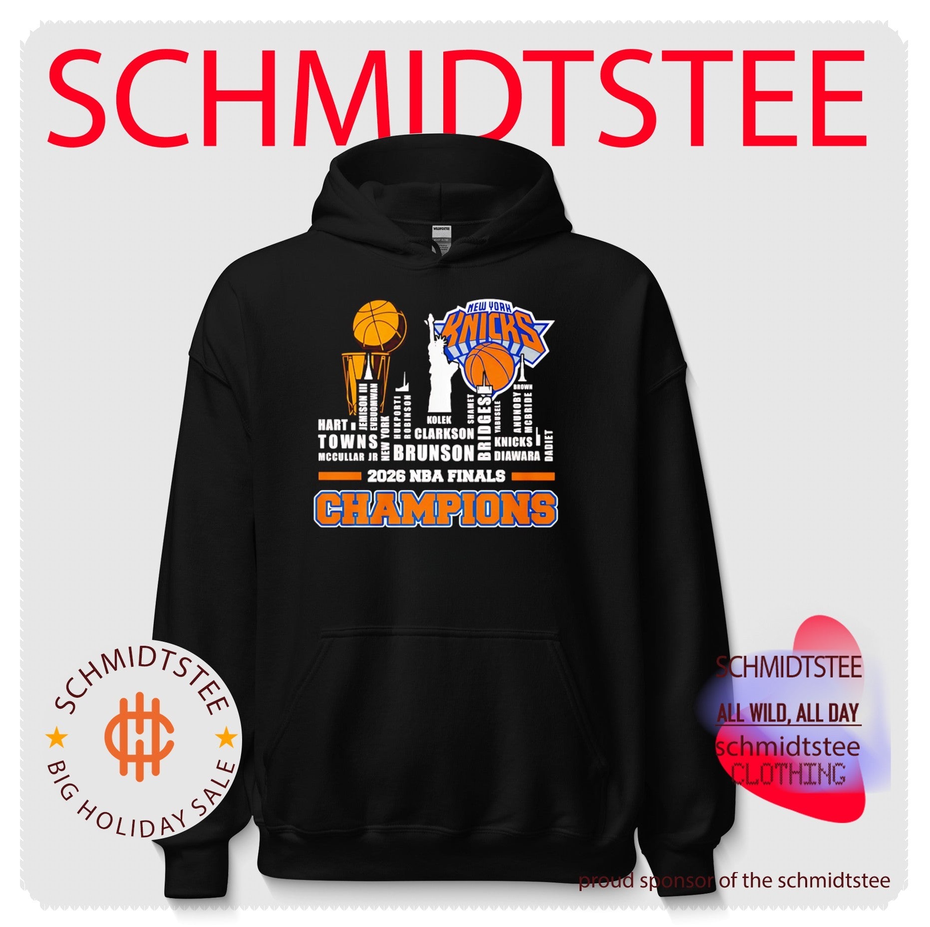 New York Knicks 2026 NBA Finals Champions player name city skyline shirt