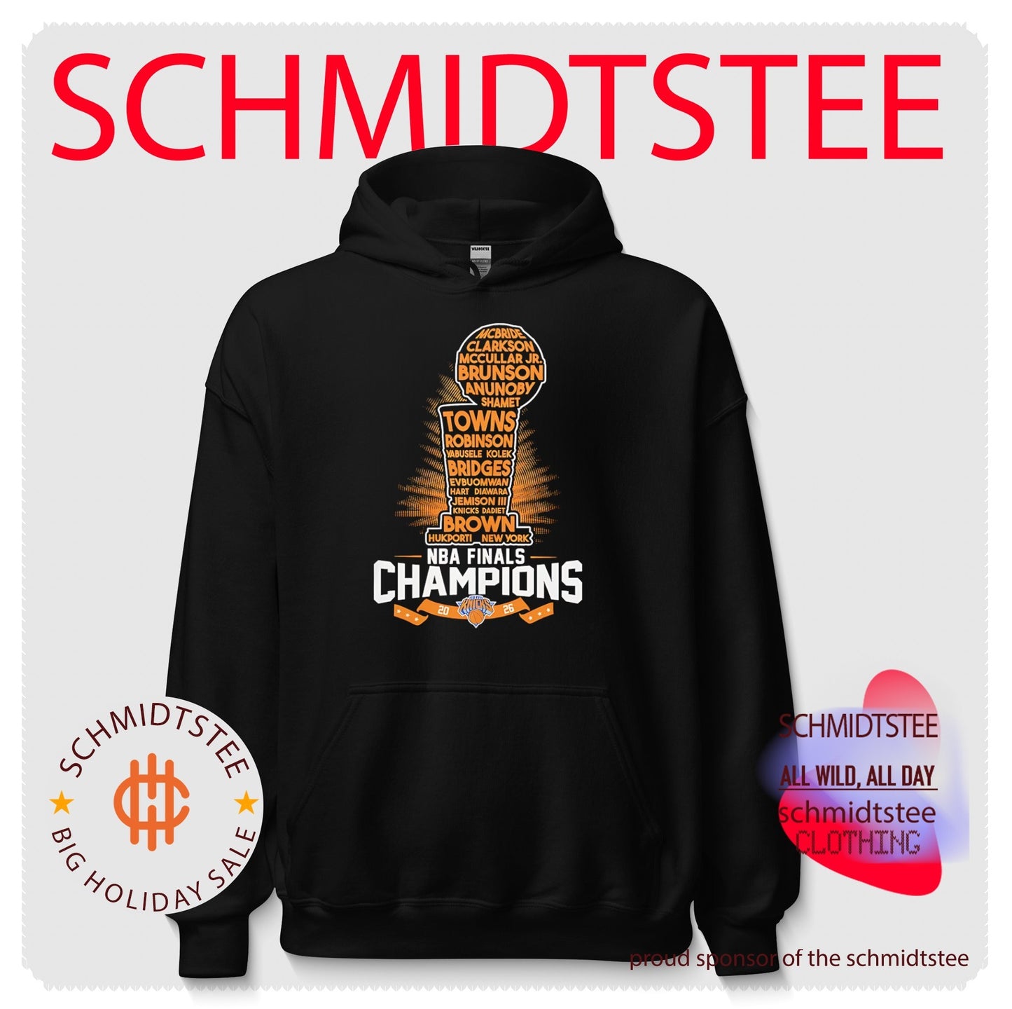 New York Knicks 2026 NBA Finals Champions players name as trophy shirt