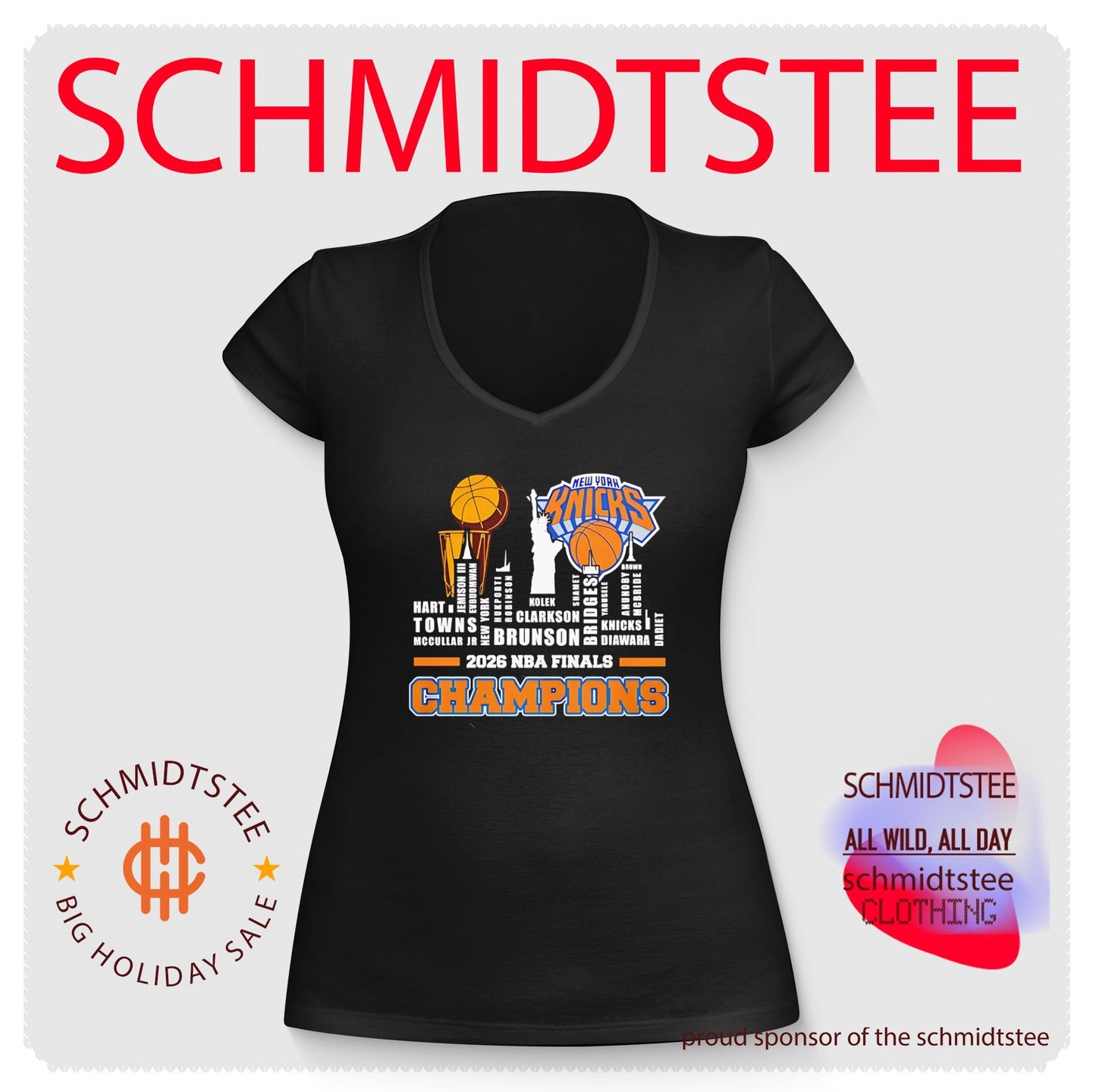 New York Knicks 2026 NBA Finals Champions players name skyline shirt