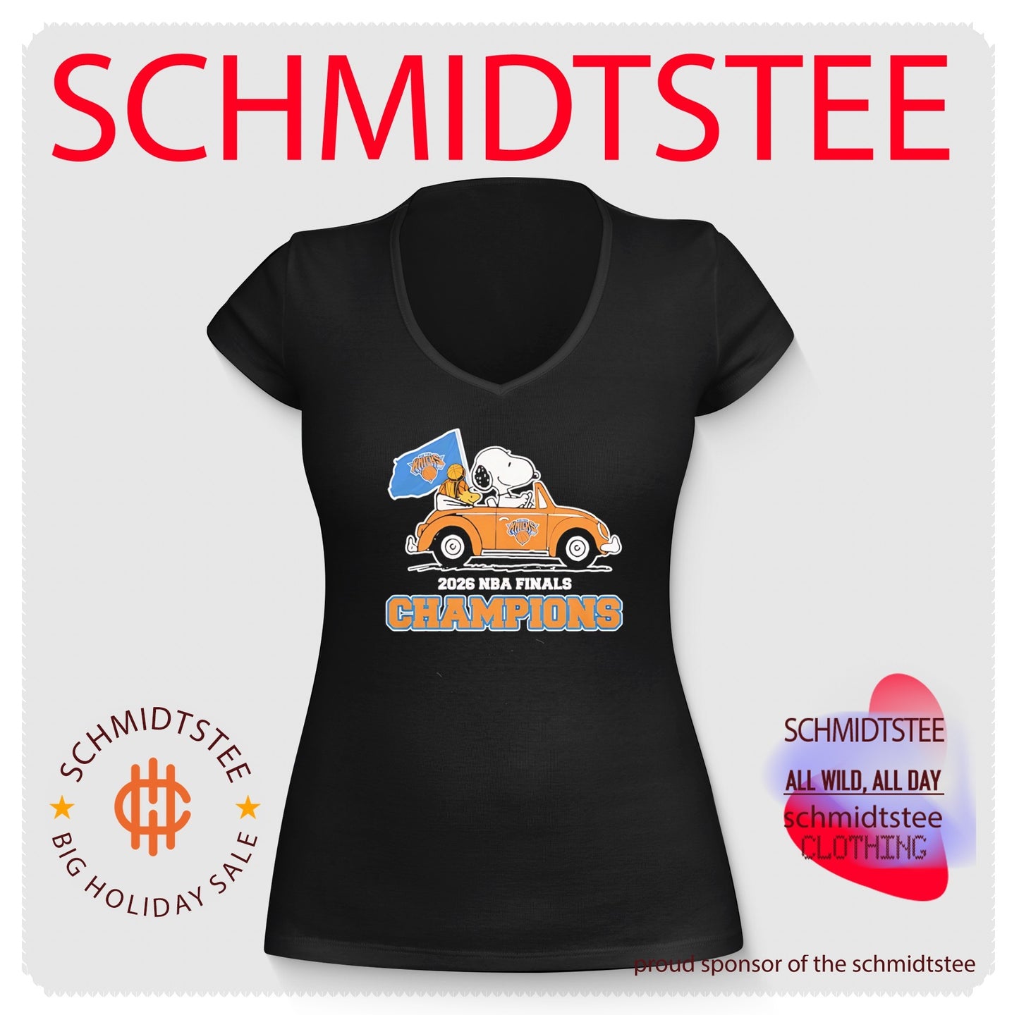 New York Knicks 2026 NBA Finals Snoopy driving car shirt