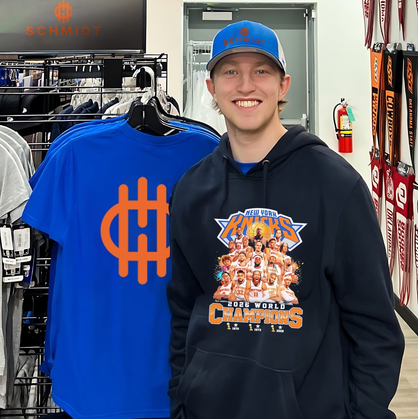 New York Knicks 2026 World Champions team collage 3 trophies shirt