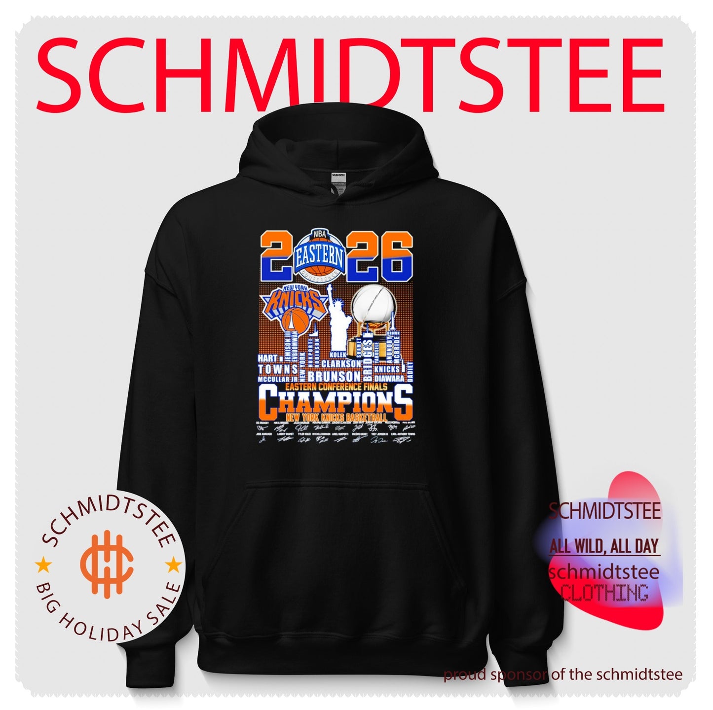 New York Knicks Basketball Eastern Conference Champions 2026 skyline signatures shirt