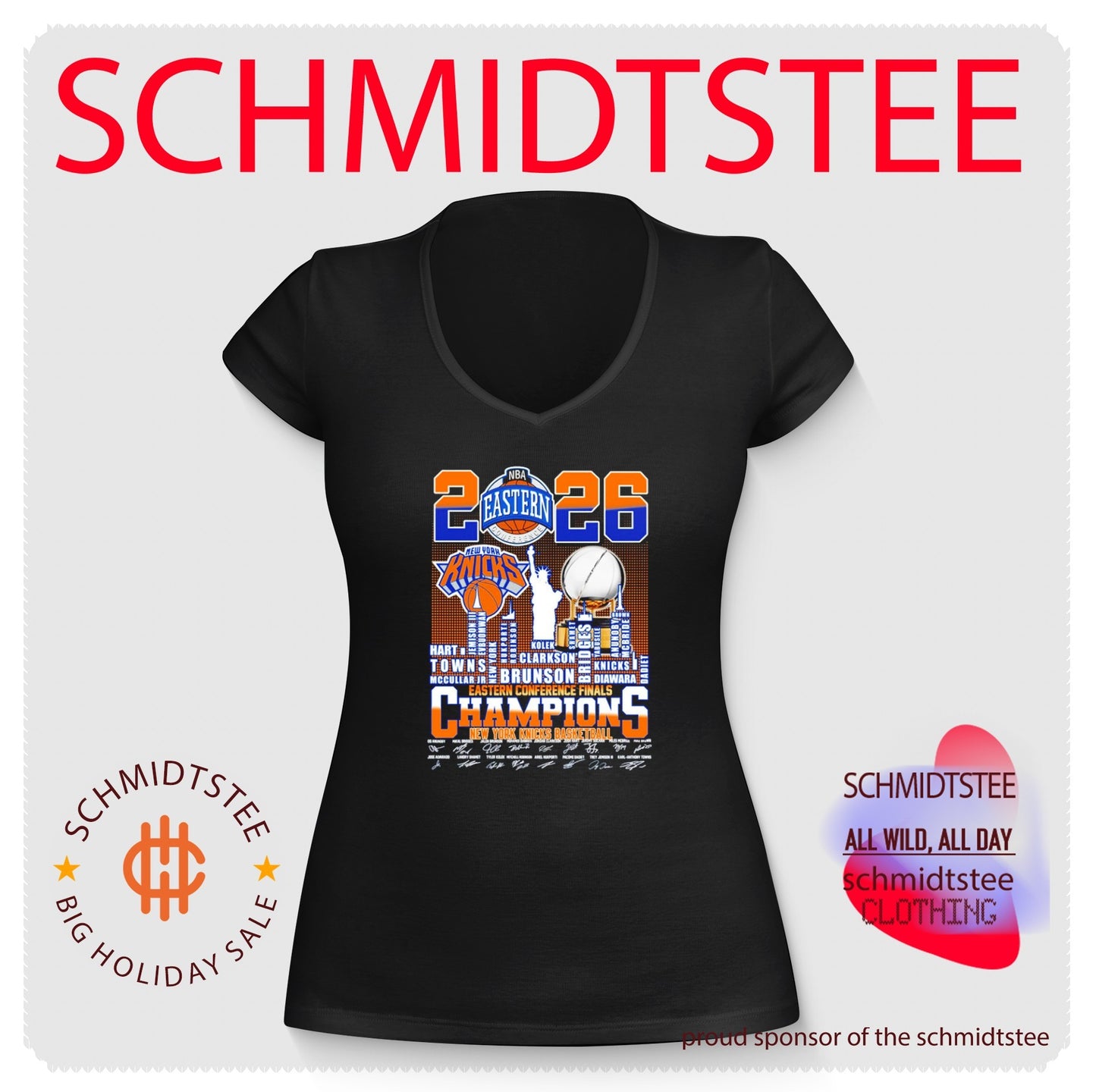 New York Knicks Basketball Eastern Conference Champions 2026 skyline signatures shirt