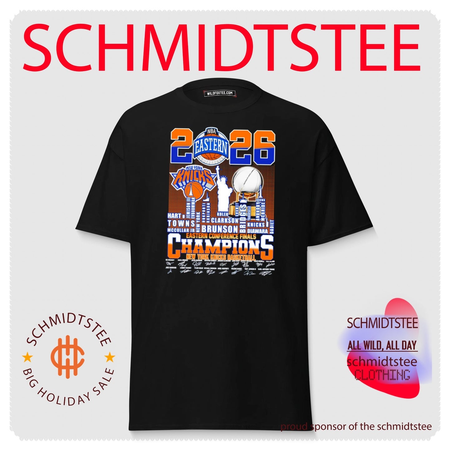 New York Knicks Basketball Eastern Conference Champions 2026 skyline signatures shirt