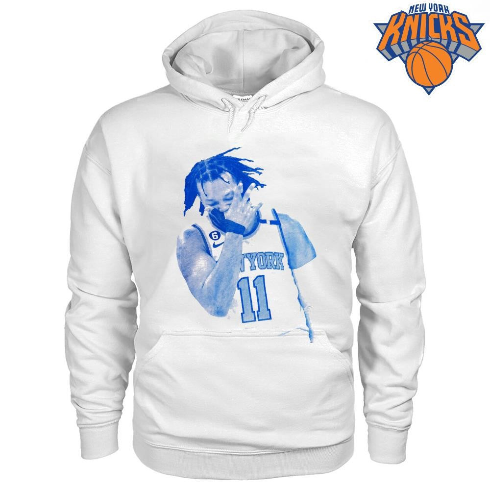 New York Knicks Champions NBA 2026 Jalen Brunson Three Point Celebration Blue Halftone Shirt