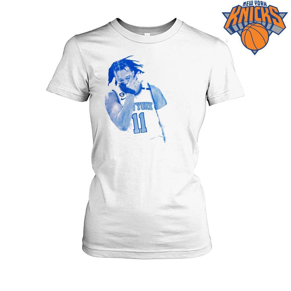 New York Knicks Champions NBA 2026 Jalen Brunson Three Point Celebration Blue Halftone Shirt