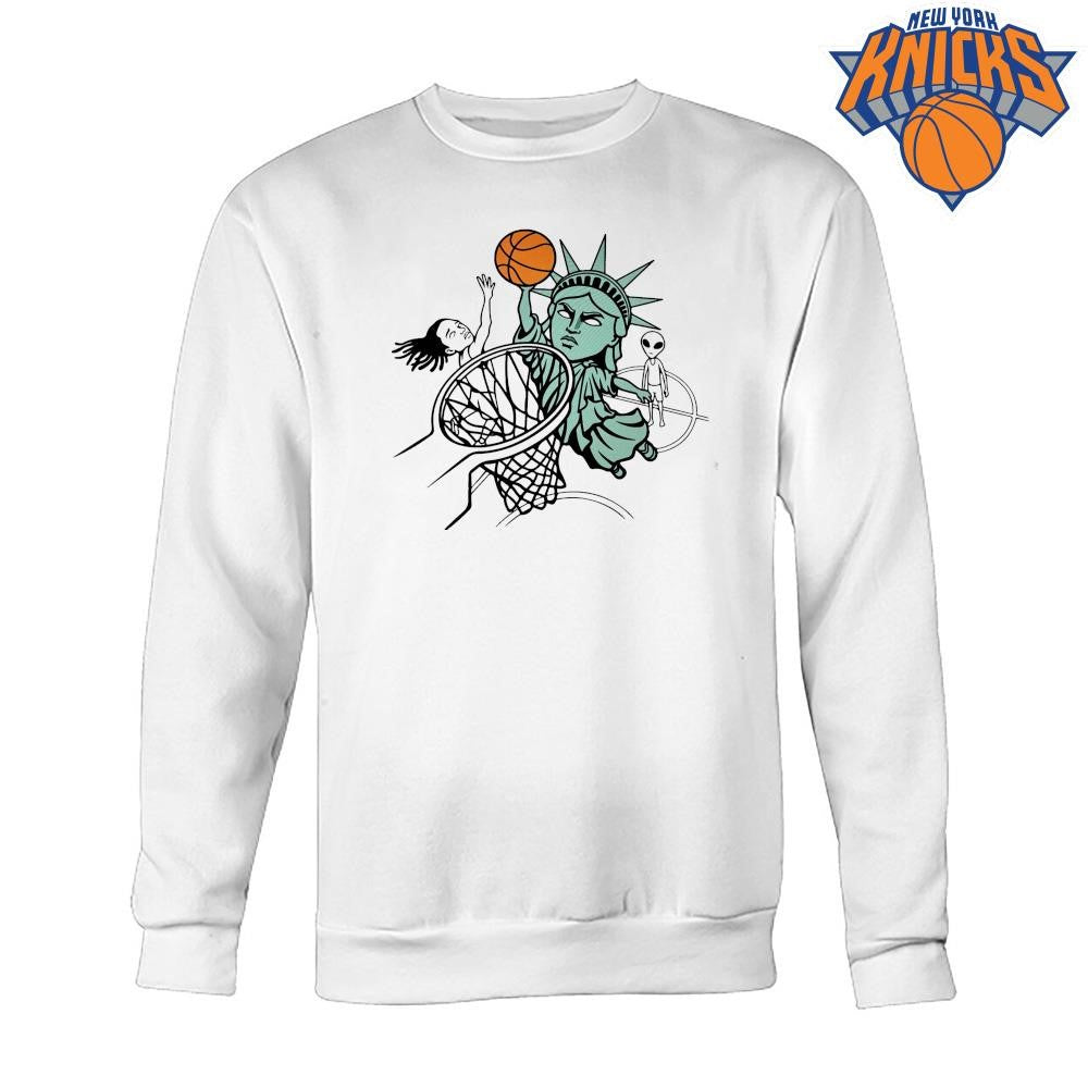 New York Knicks Champions NBA 2026 Statue Of Liberty Dunking Graphic Shirt