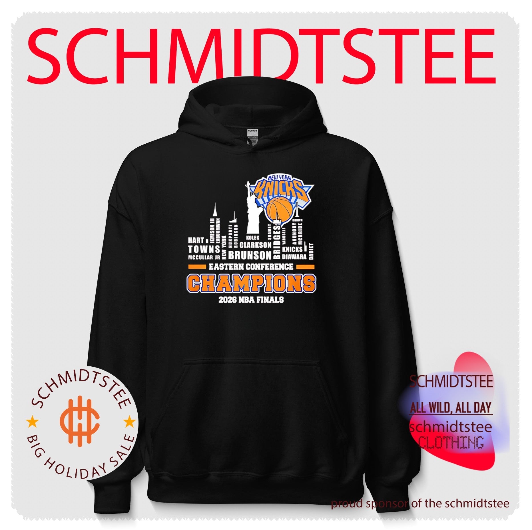 New York Knicks Eastern Conference Champions 2026 players name skyline shirt