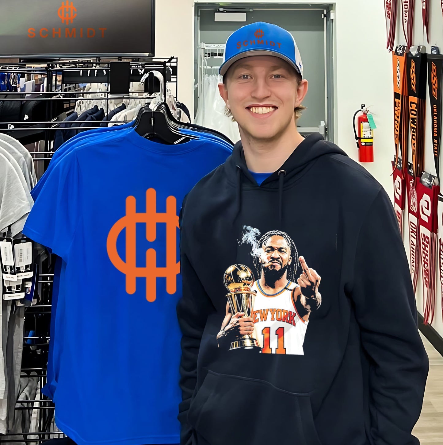 New York Knicks Jalen Brunson holding trophy middle finger vintage shirt