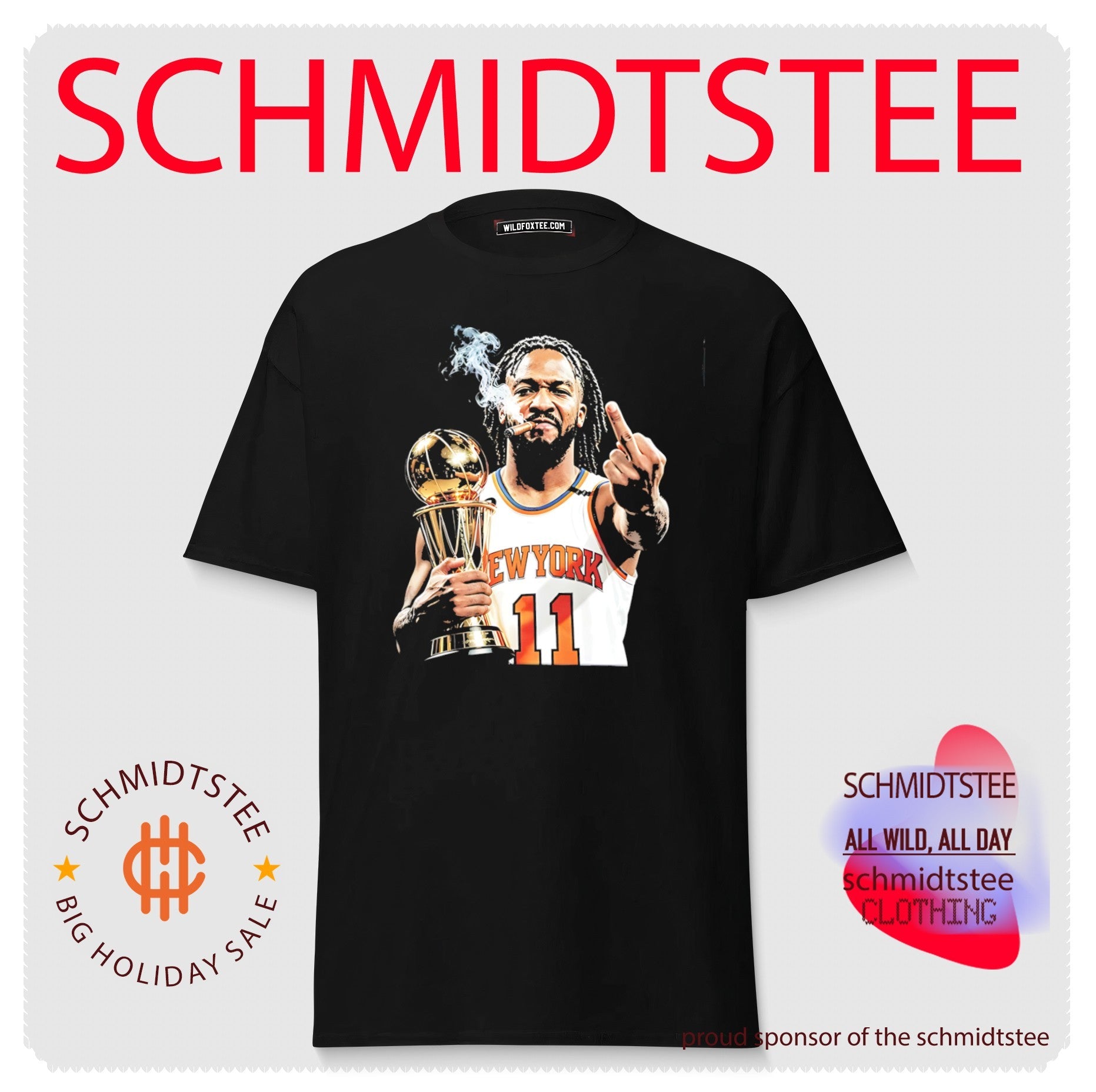 New York Knicks Jalen Brunson holding trophy middle finger vintage shirt
