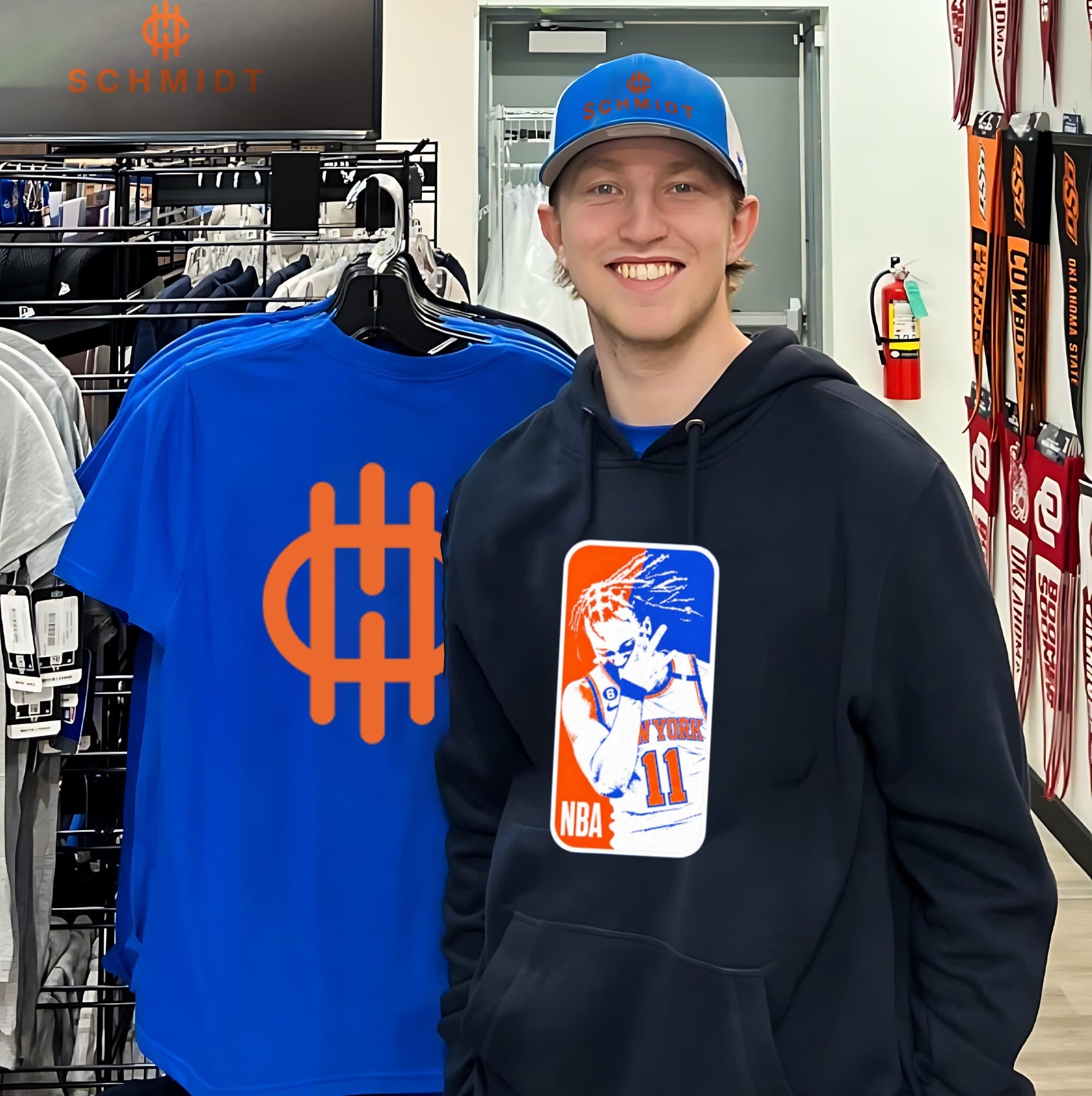 New York Knicks Jalen Brunson with NBA logo shirt