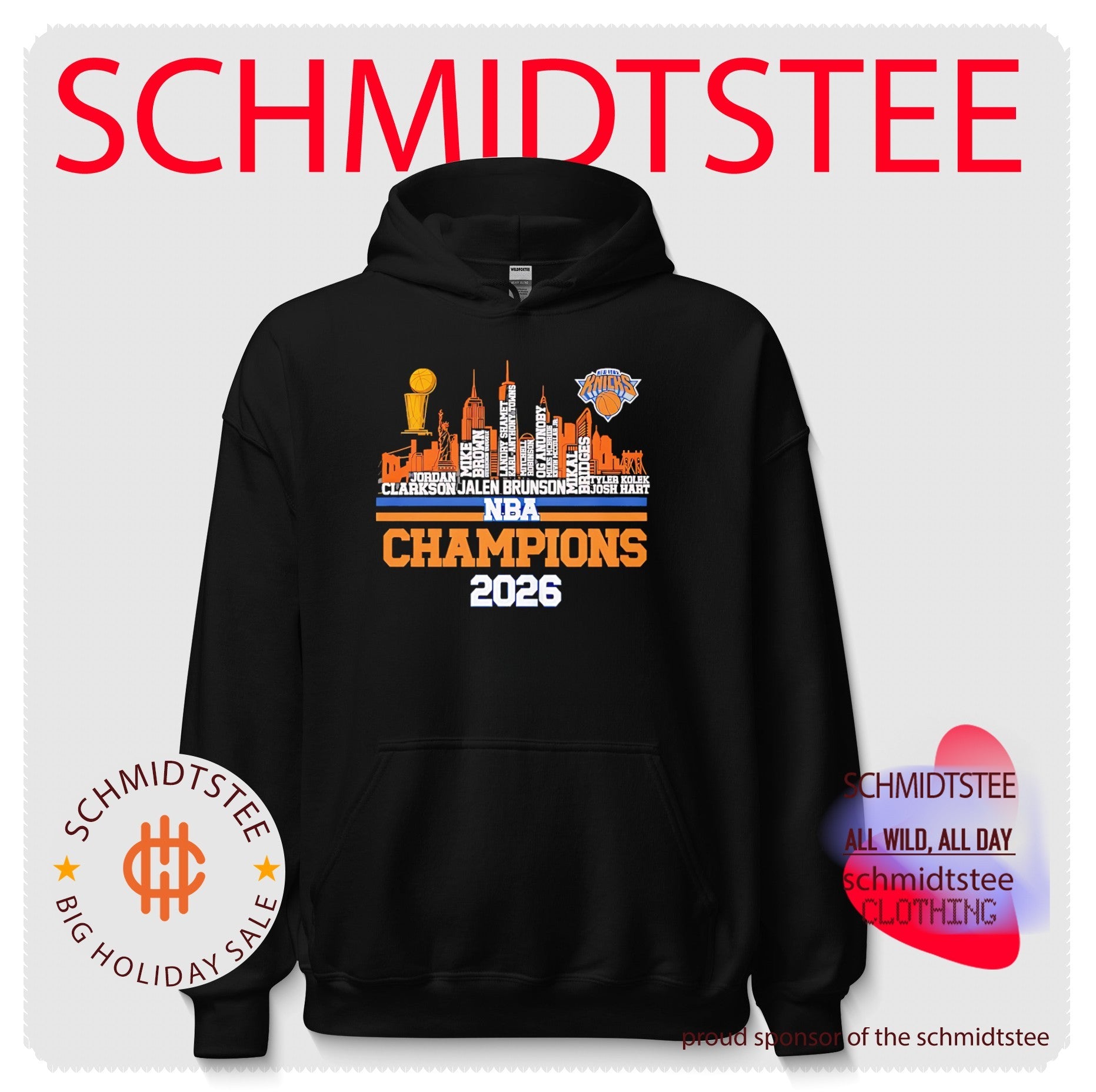New York Knicks NBA Champions 2026 players name skyline shirt