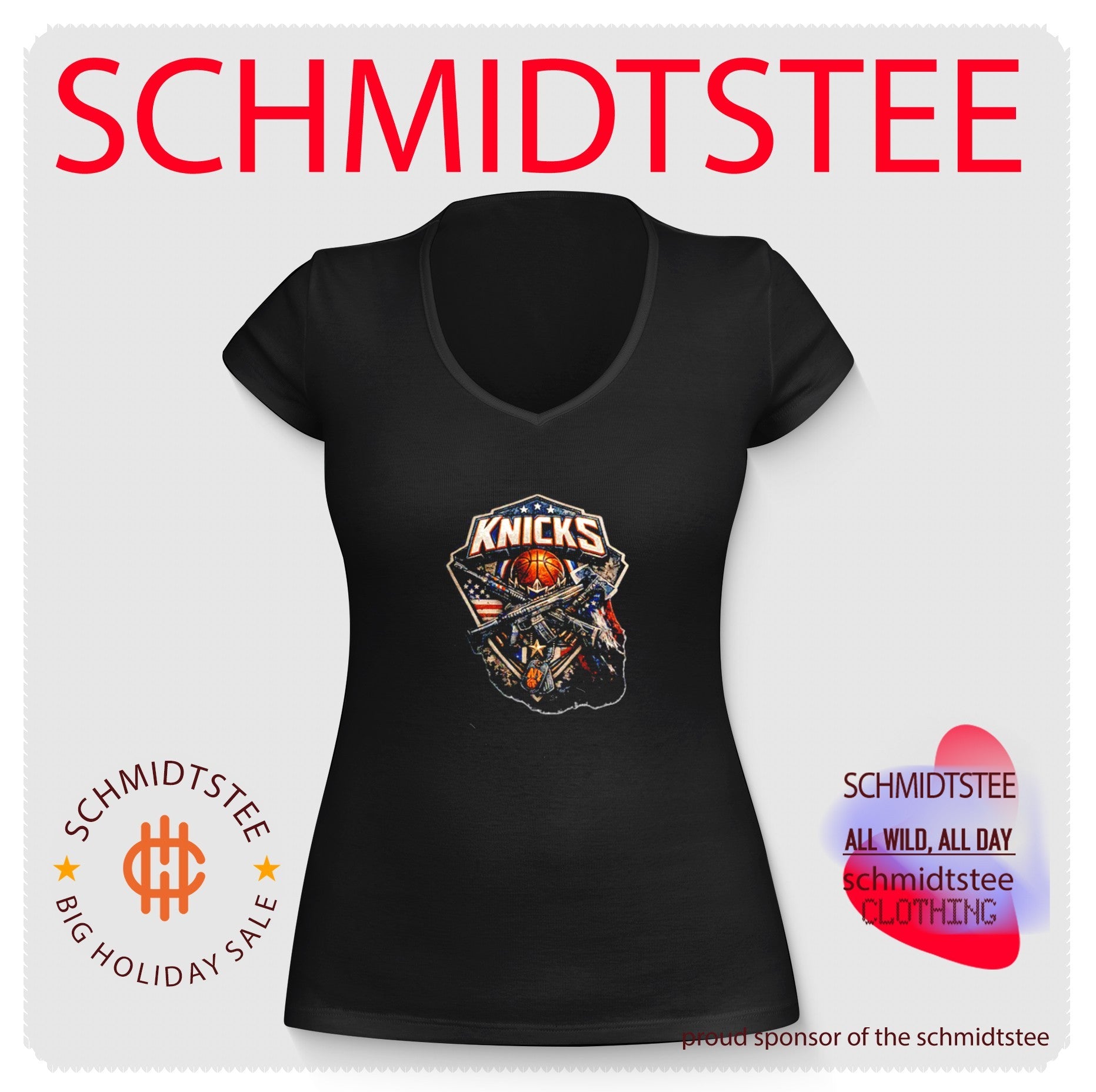 New York Knicks basketball and rifles illustration shirt