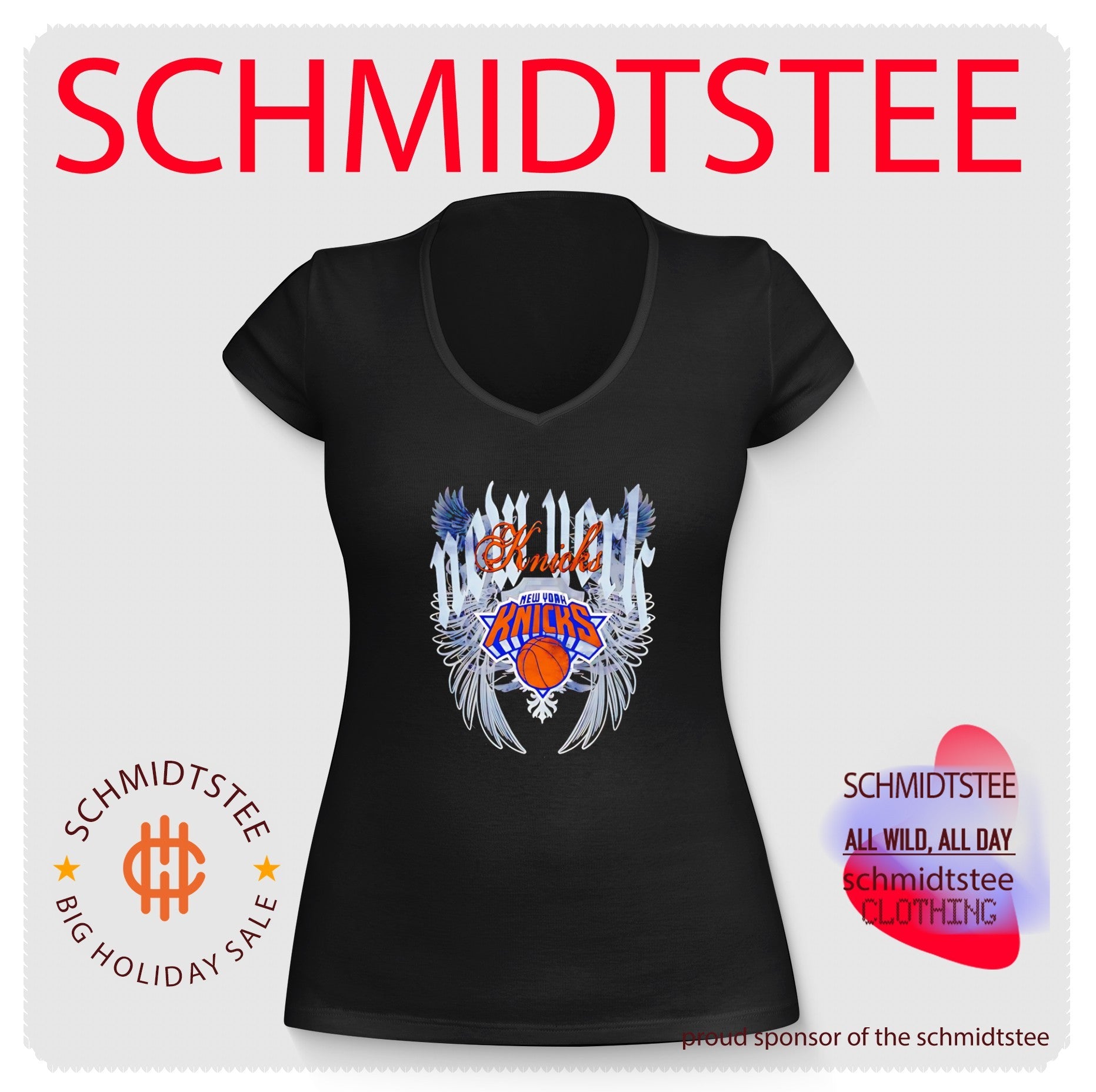 New York Knicks basketball wings shield shirt
