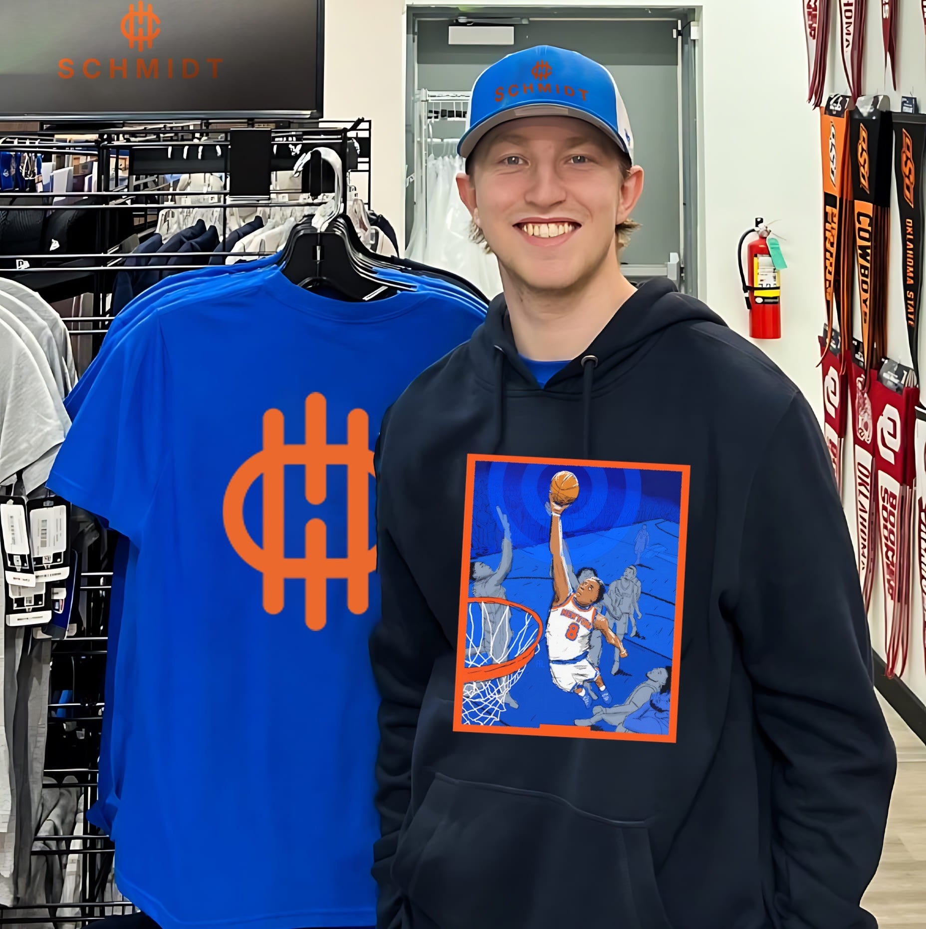 New York Knicks dunking ball moment highlighted comic style shirt