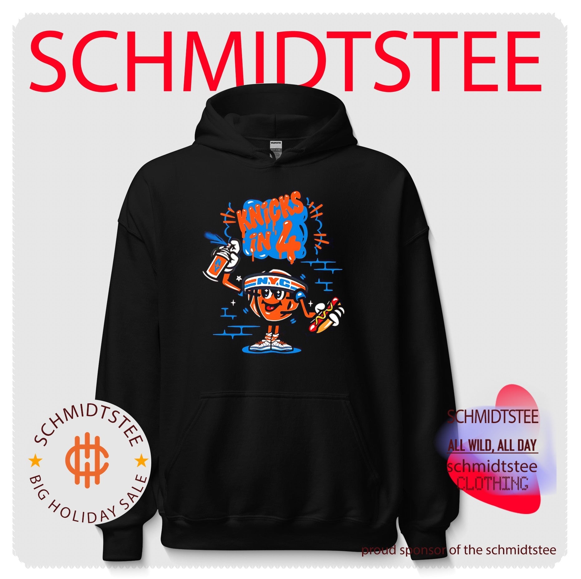 New York Knicks in 4 cartoon basketball mascot wearing NYC headband shirt