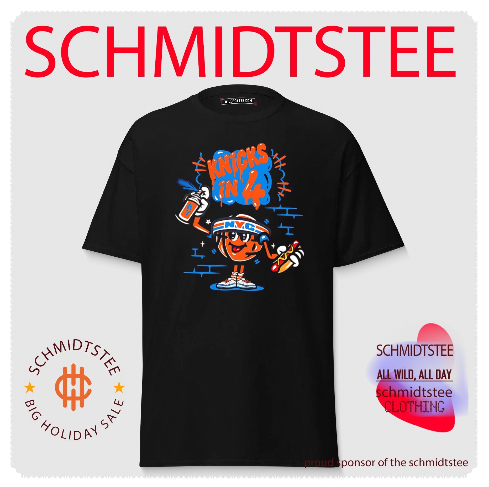 New York Knicks in 4 cartoon basketball mascot wearing NYC headband shirt