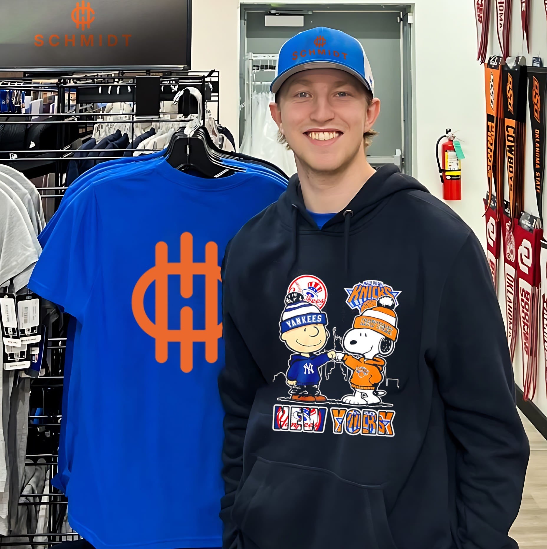 New York Yankees and New York Knicks Charlie Brown and Snoopy shirt