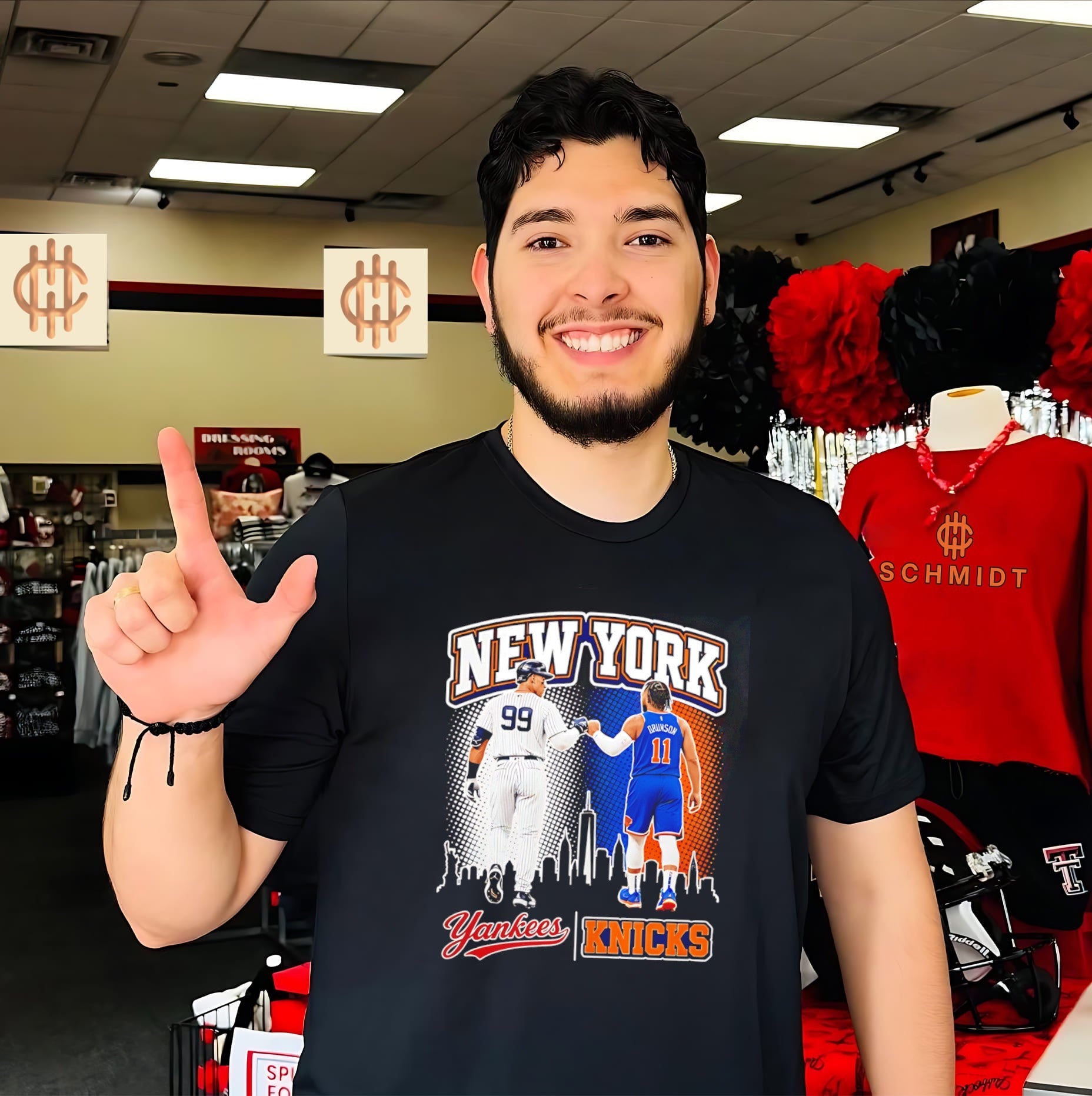 New York Yankees and New York Knicks skyline graphic shirt