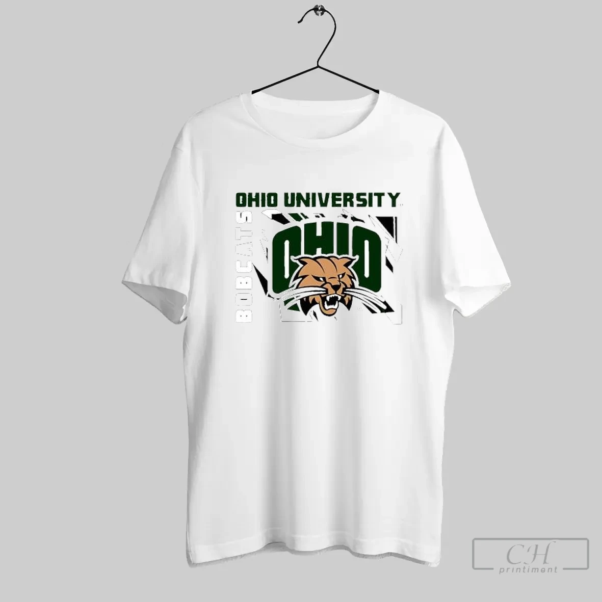 Nice Ohio University Bobcats Ohio Bobcat Head Abstract T Shirt