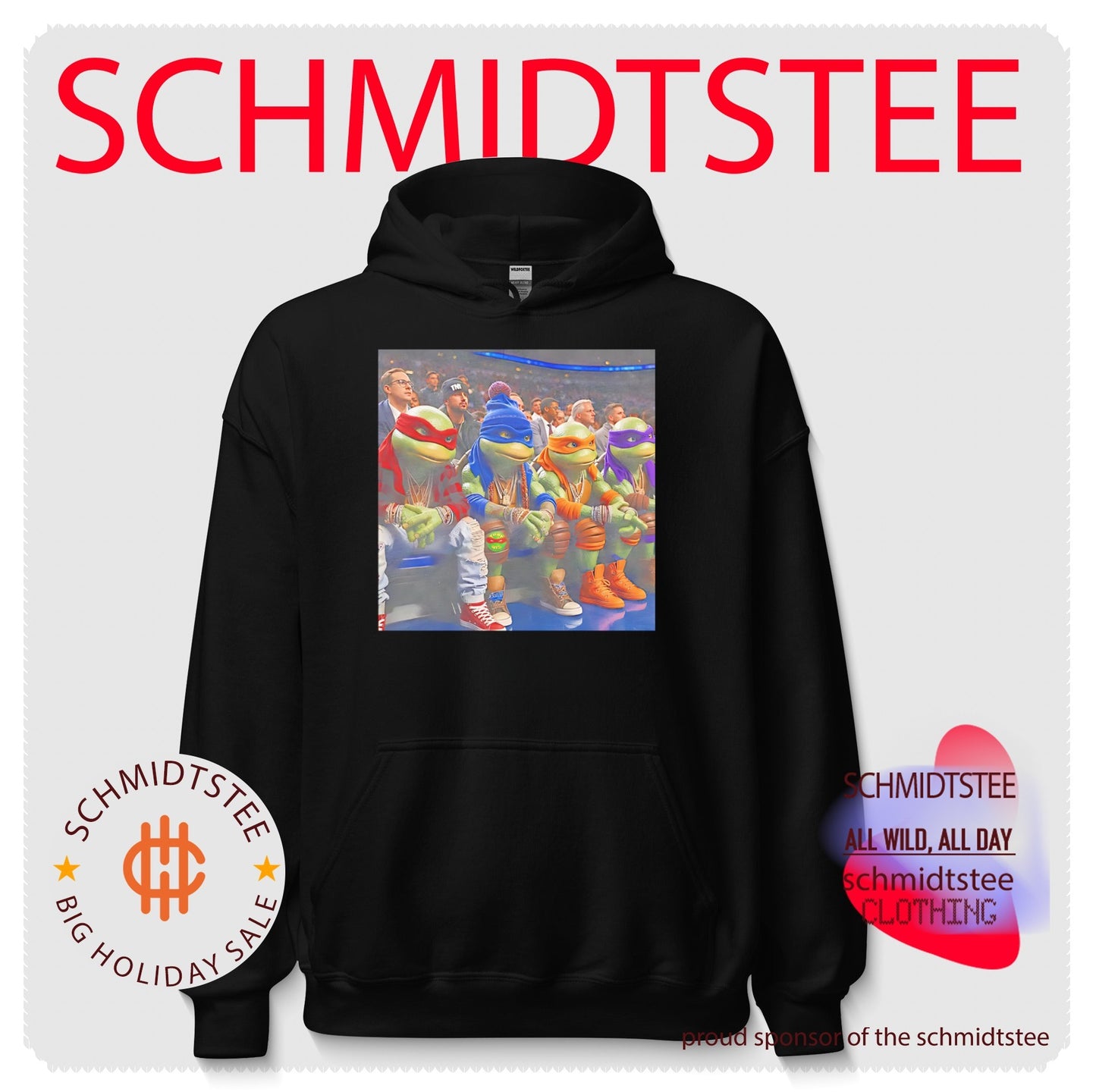 Ninja Turtles wearing New York Knicks jersey hiphop shirt