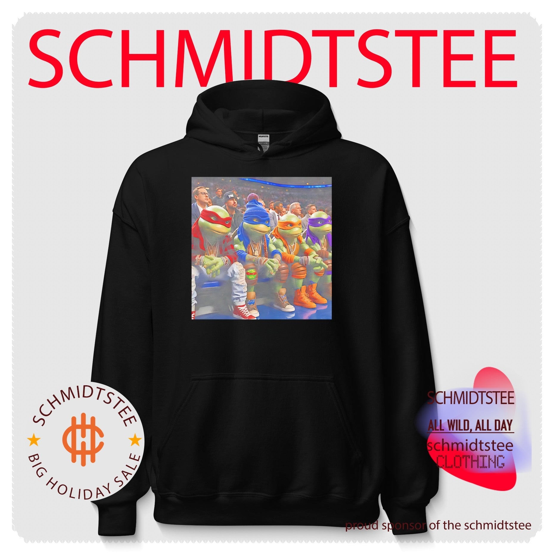 Ninja Turtles wearing New York Knicks jersey hiphop shirt