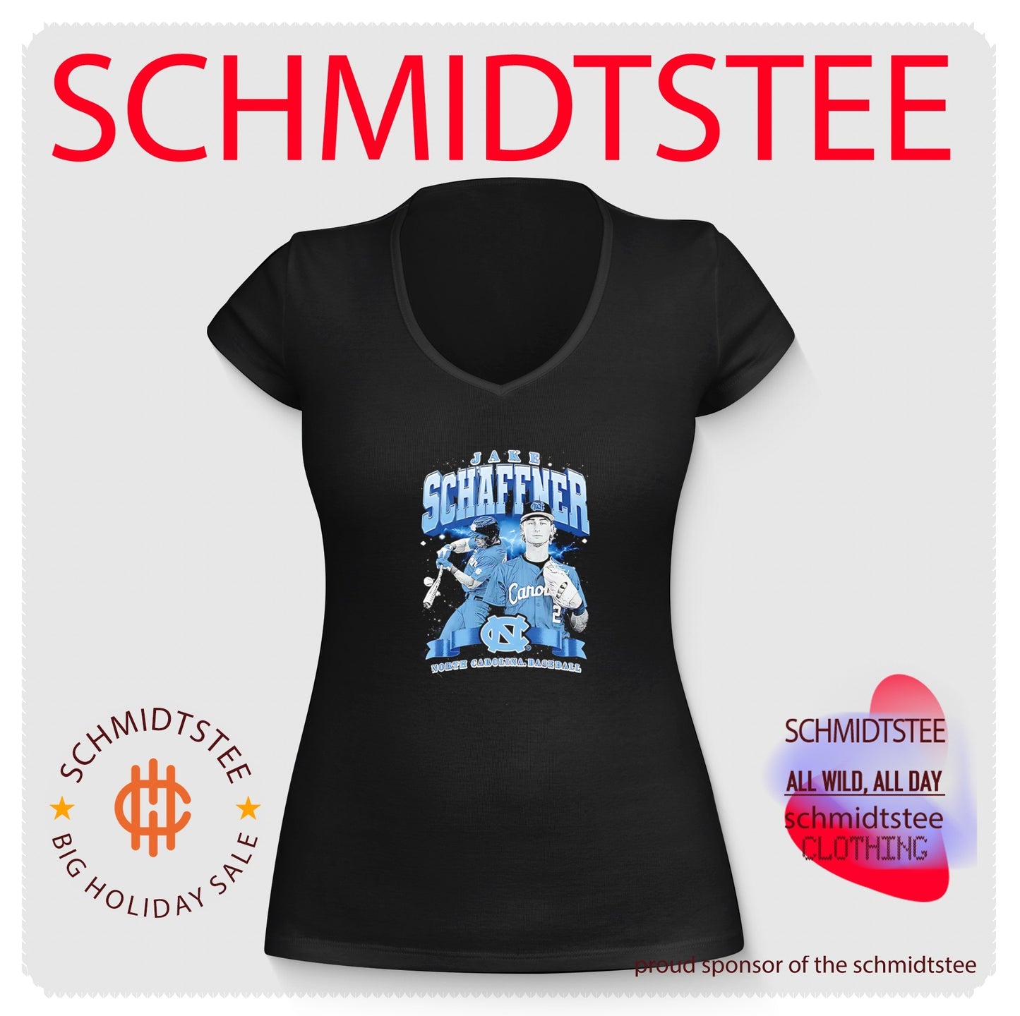 North Carolina Baseball Jake Schaffner illustration shirt