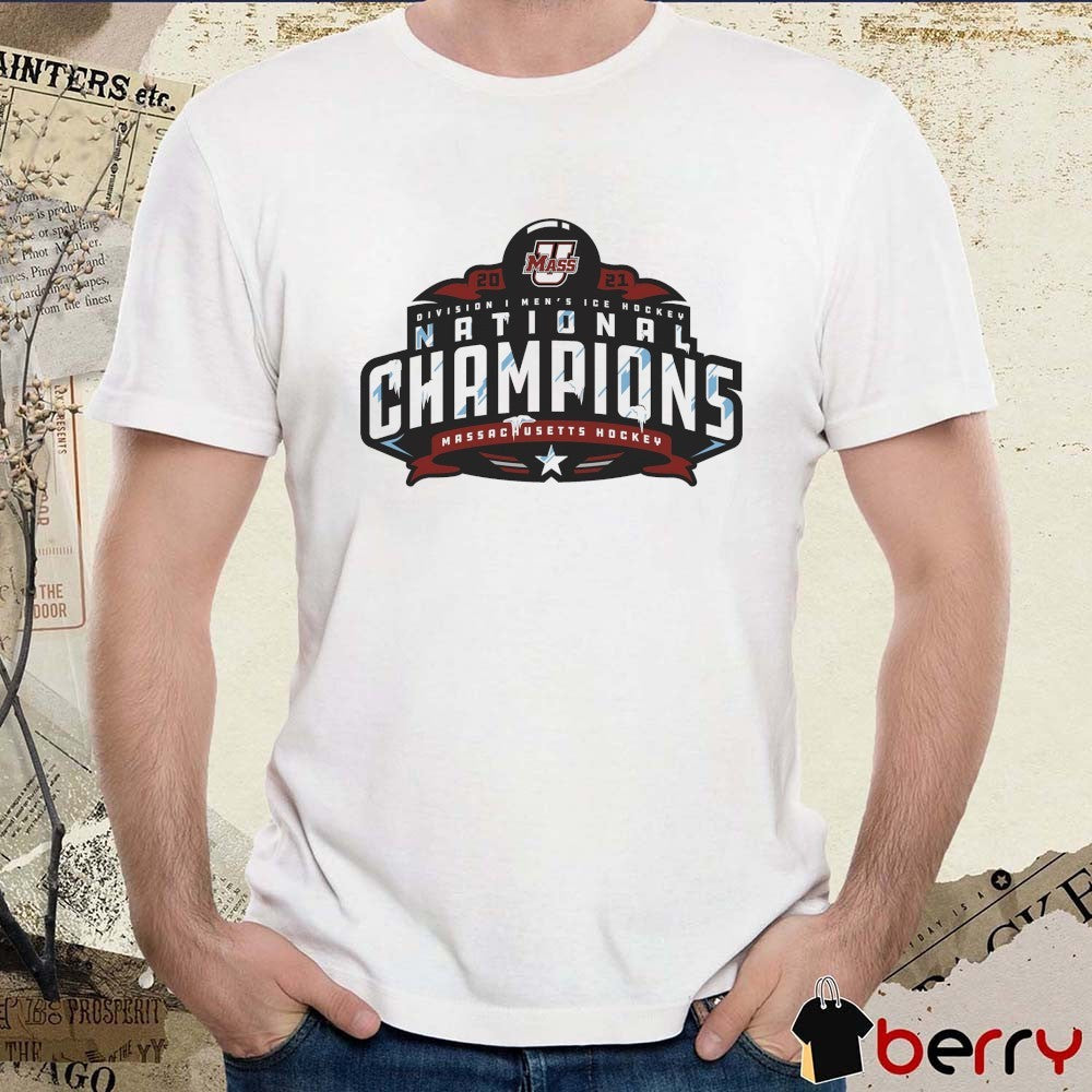 2021 UMass Massachusetts Hockey Division I Men’s Ice Hockey National Champions Logo t-shirt