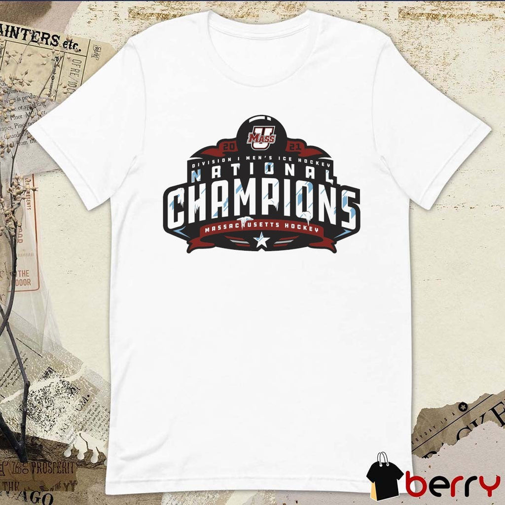 2021 UMass Massachusetts Hockey Division I Men’s Ice Hockey National Champions Logo t-shirt