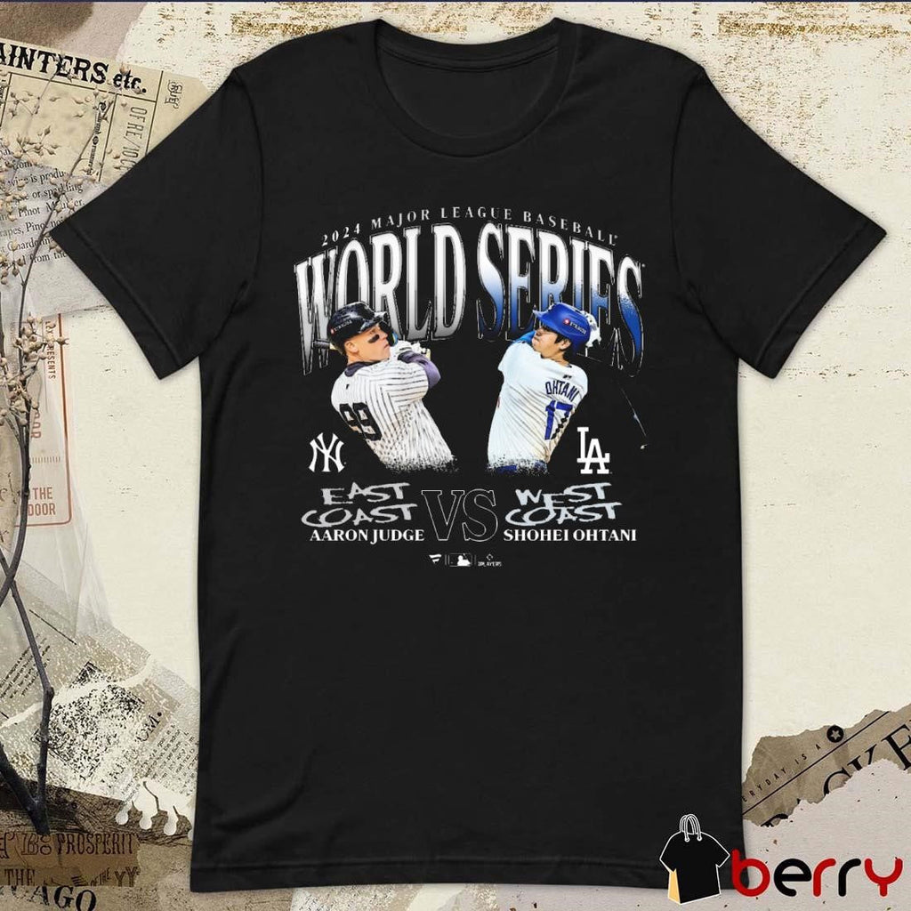2024 Major League Baseball New York Yankees Aaron Judge East Coast vs. Los Angeles Dodgers Shohei Ohtani West Coast 2024 World Series Matchup t-shirt