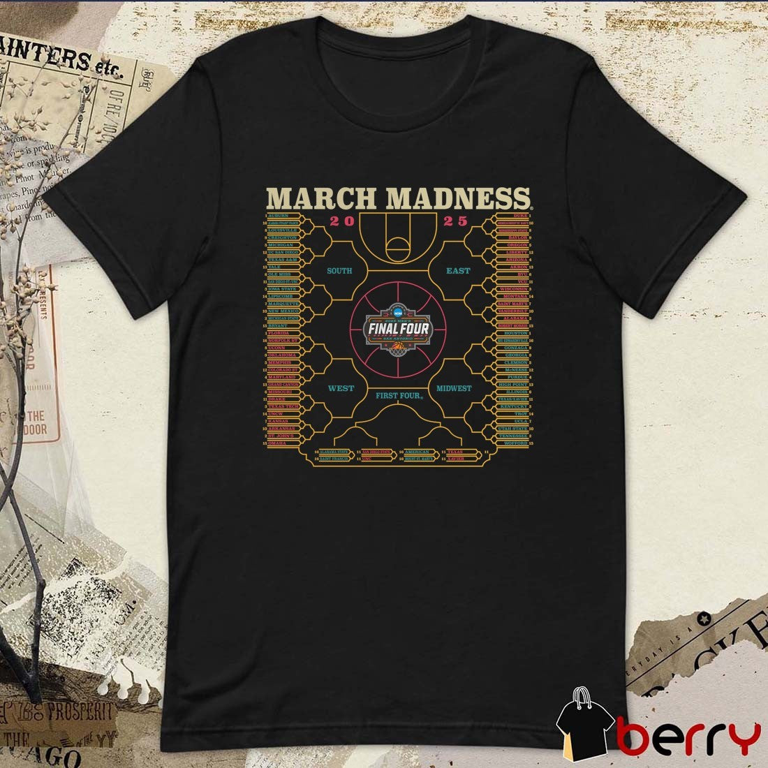 2025 Men’s Basketball Tournament March Madness Bank Shot South East Midwest West First Tour t-shirt