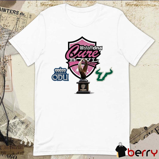 2025 StaffDNA Cure Bowl South Florida Bulls Vs Old Dominion Monarchs Breast Cancer Logo t-shirt
