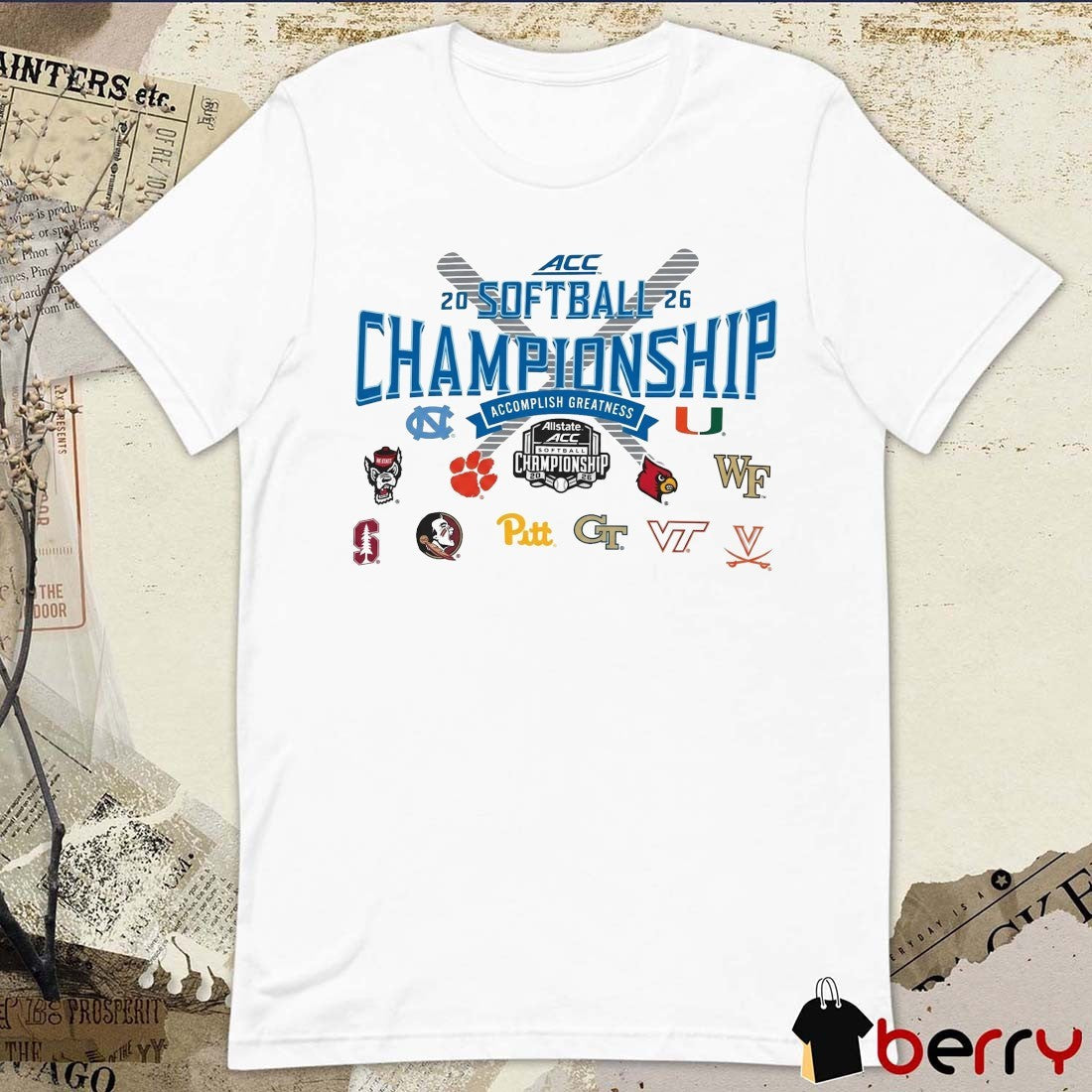 2026 Atlantic Coast Conference Softball Championship Charlottesville, Virginia Teams Logos t-shirt