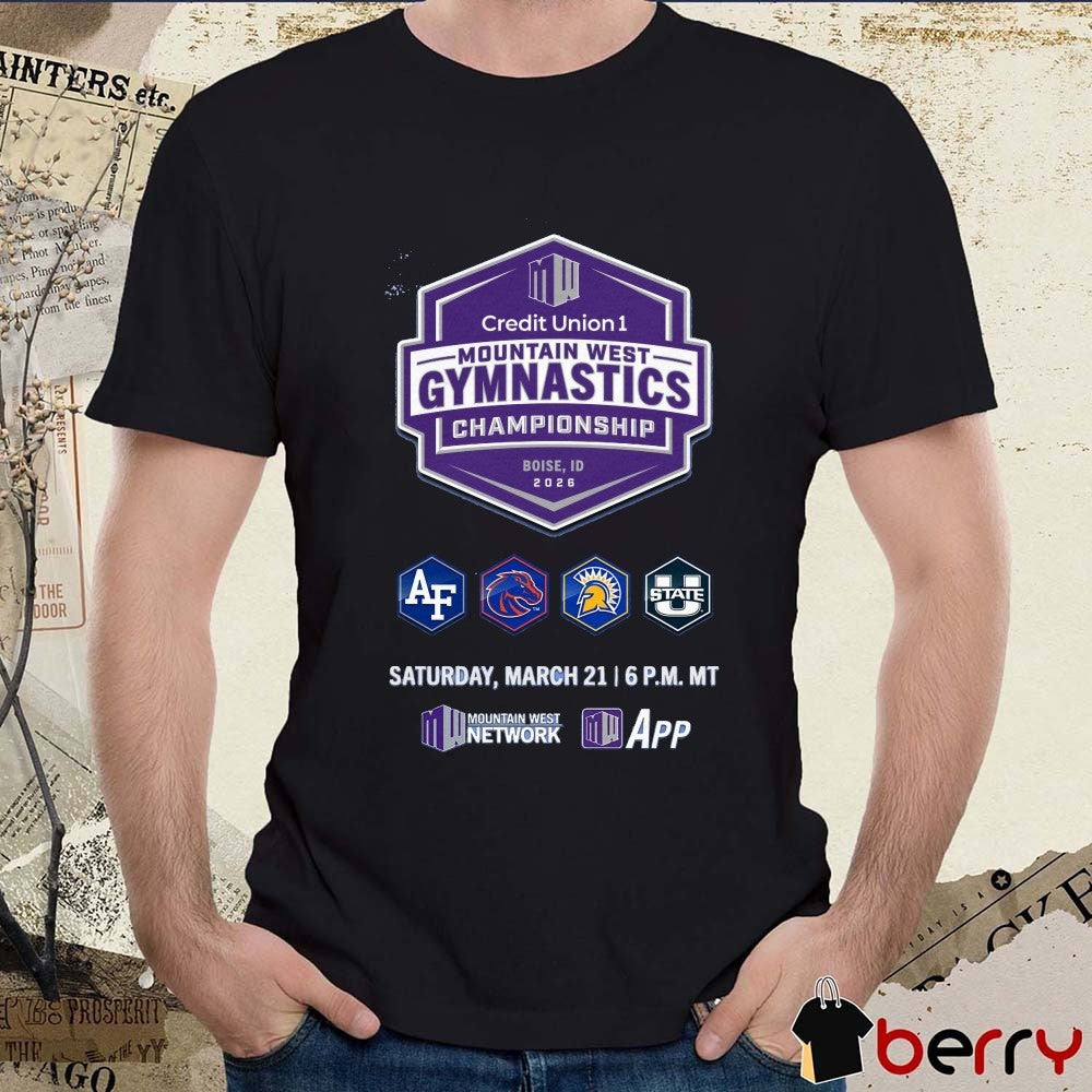 2026 Credit Union 1 Mountain West Gymnastics Championship Air Force, Boise State, San José State, and Utah State t-shirt
