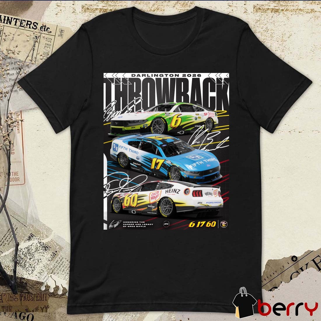 2026 Darlington Throwback Honoring The Career And Legacy Of Greg Biffle Signatures t-shirt