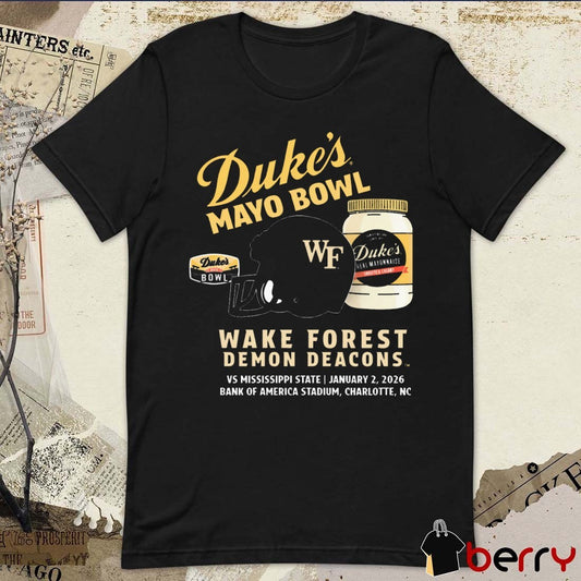 2026 Duke’s Mayo Bowl Wake Forest Demon Deacons Vs Mississippi State Jan 2 Charlotte NC Helmet t-shirt