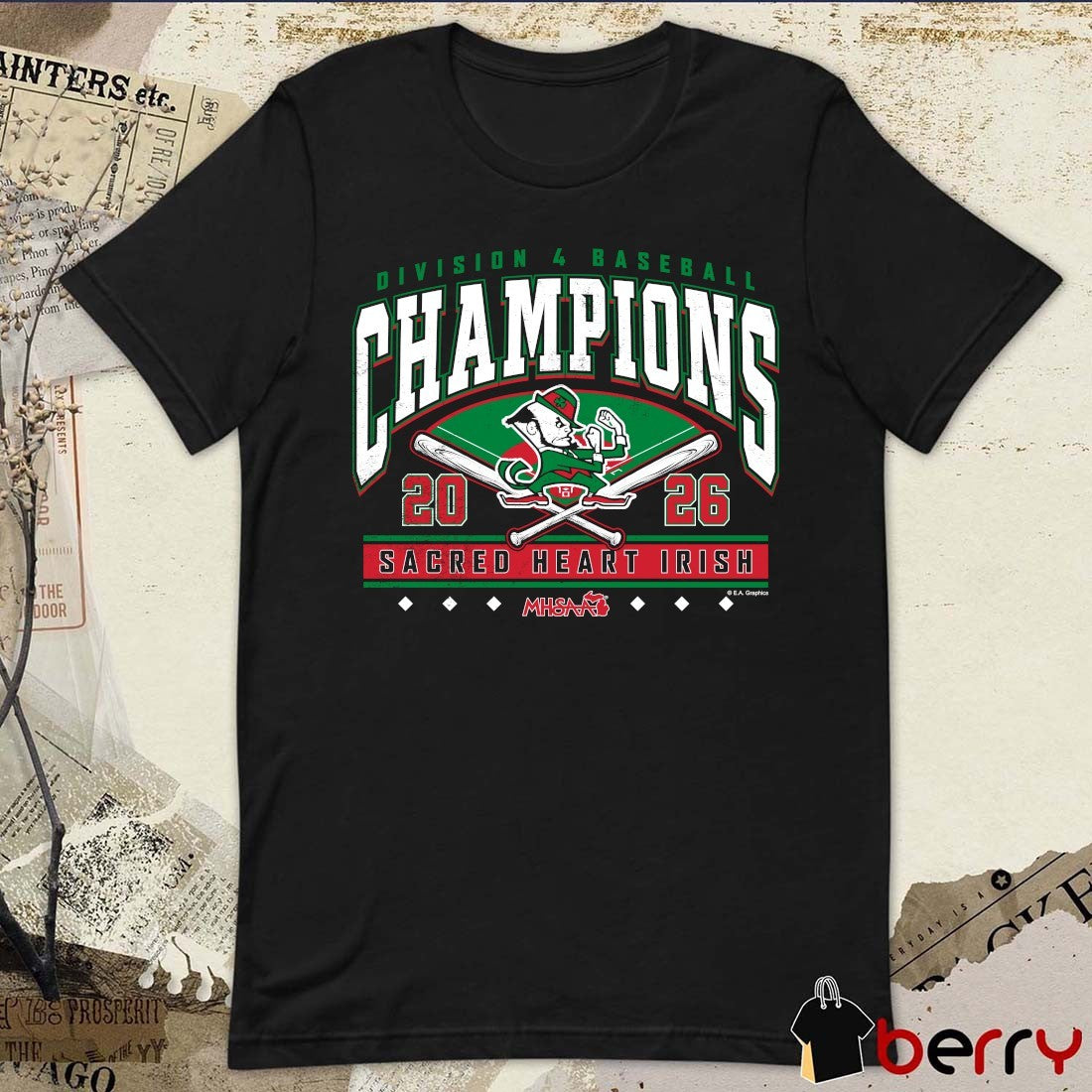 2026 MHSAA Baseball DIV Champions Sacred Heart Irish t-shirt