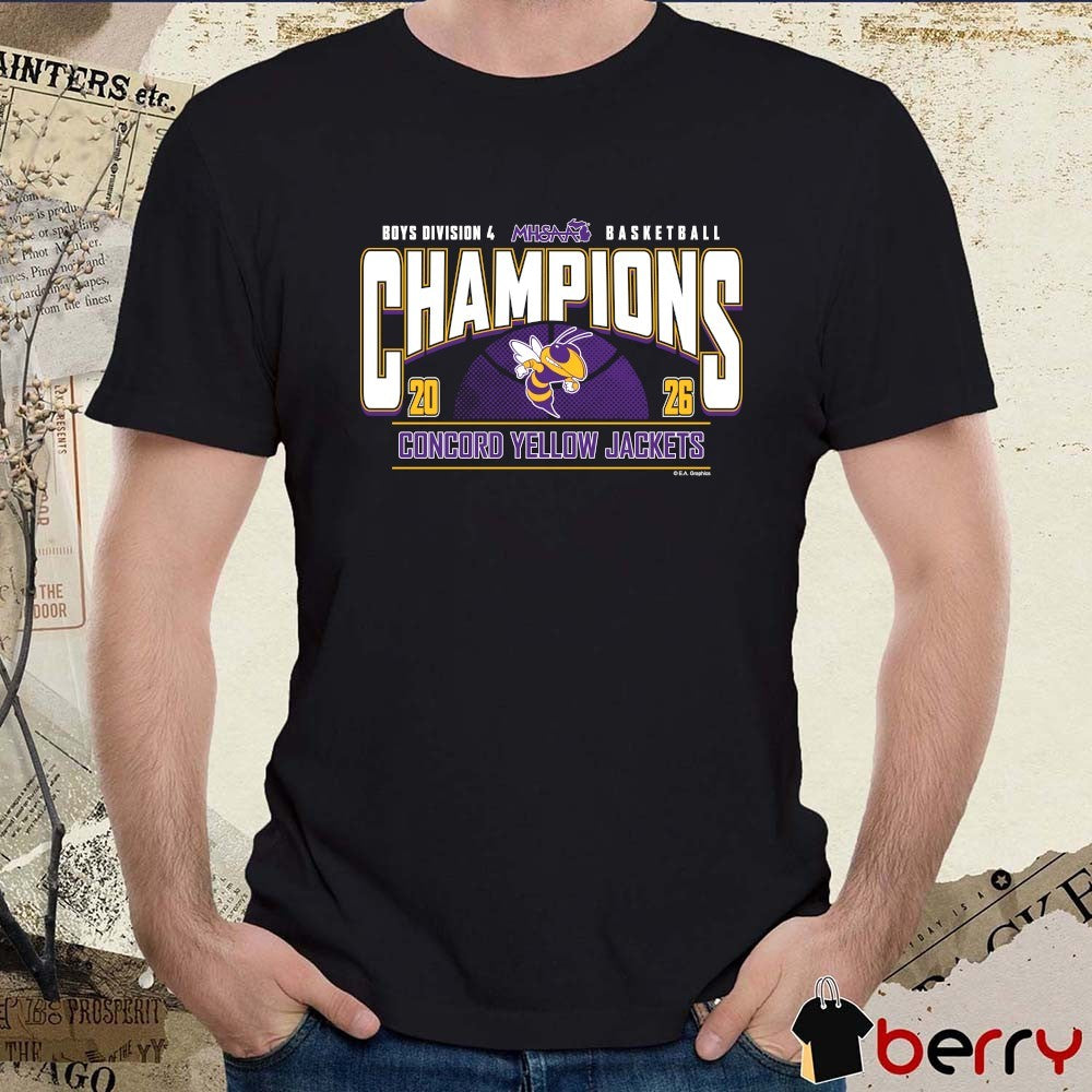 2026 MHSAA Boys Basketball D4 Champions Concord Yellow Jackets t-shirt