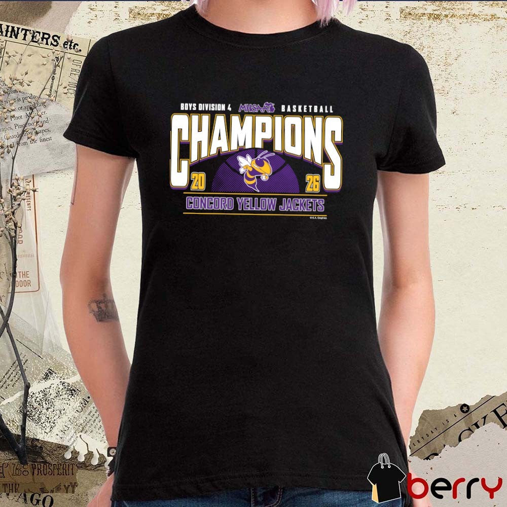 2026 MHSAA Boys Basketball D4 Champions Concord Yellow Jackets t-shirt