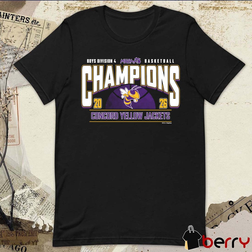 2026 MHSAA Boys Basketball D4 Champions Concord Yellow Jackets t-shirt