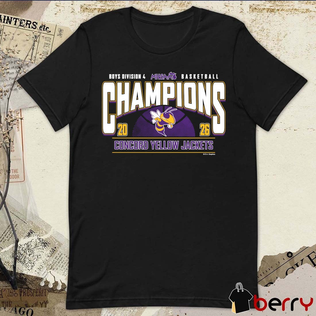 2026 MHSAA Boys Basketball D4 Champions Concord Yellow Jackets t-shirt